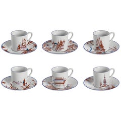 Natsumi:: service à café avec six porcelaines contemporaines au design décoratif