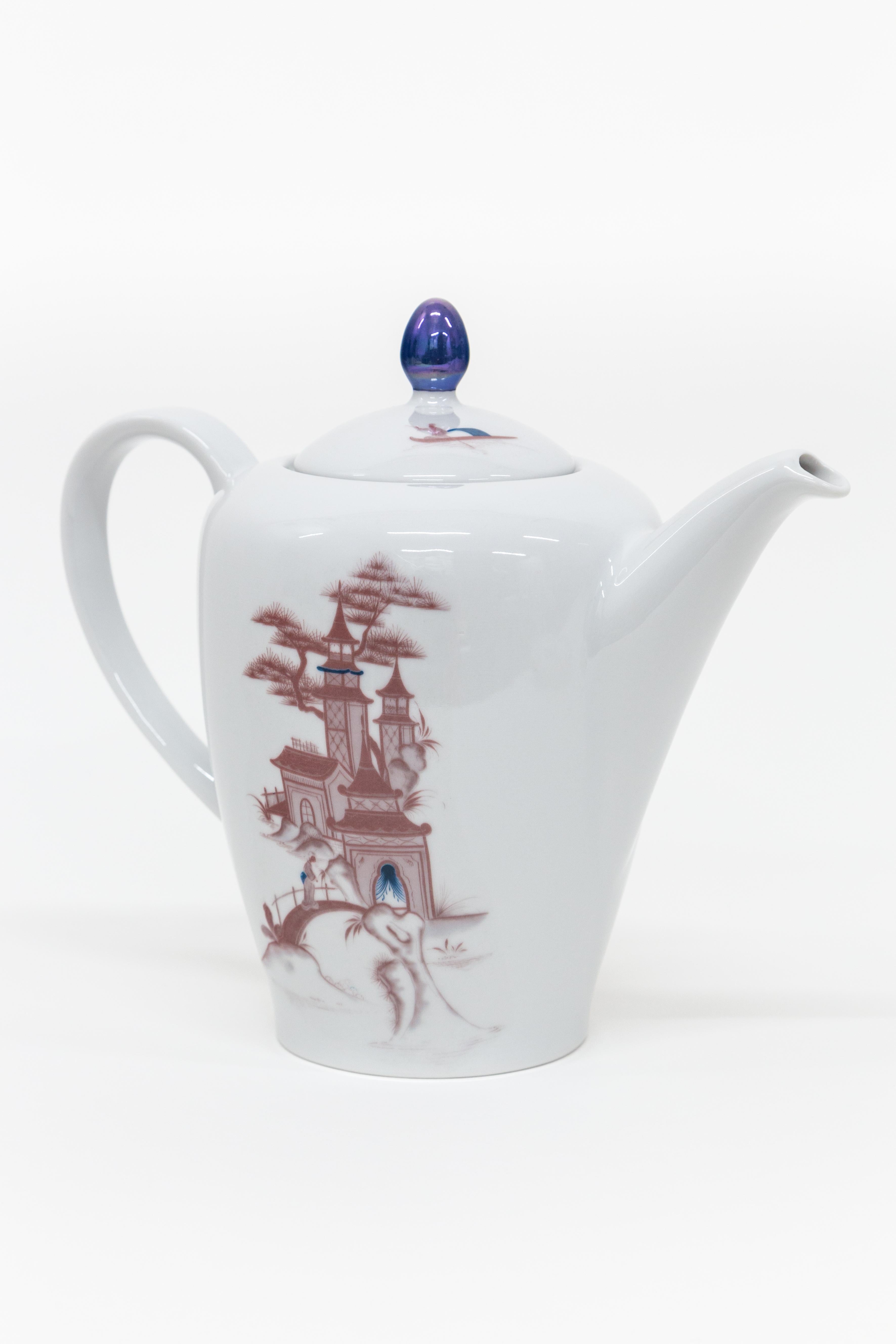 Italian Natsumi, Contemporary Decorated Porcelain Tea Time Set by Vito Nesta For Sale