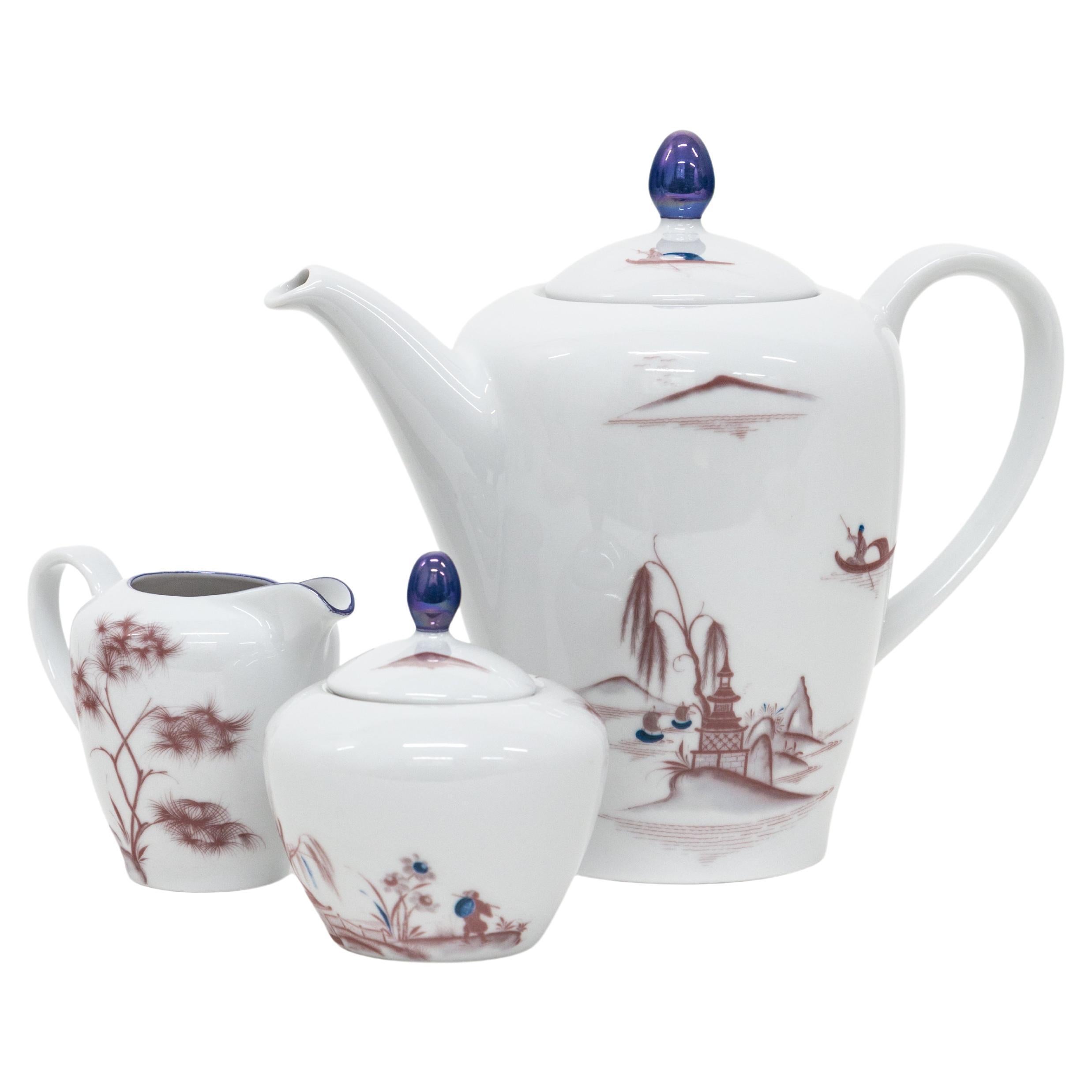Natsumi, Contemporary Decorated Porcelain Tea Time Set by Vito Nesta For Sale