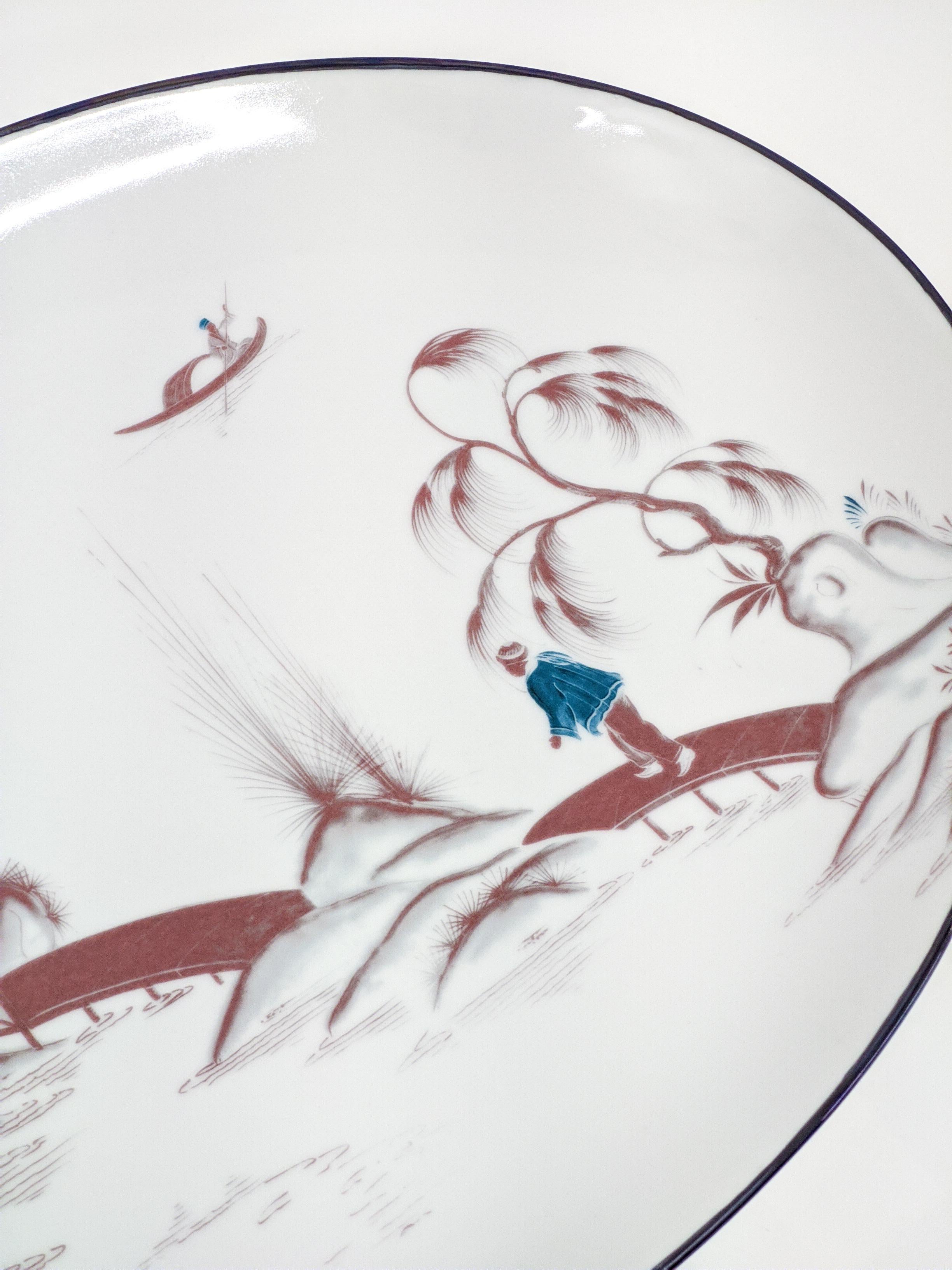 Italian Natsumi, Contemporary Decorated Porcelain Tray Design by Vito Nesta For Sale