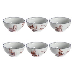 Natsumi, Six Contemporary Porcelain Bowls with Decorative Design