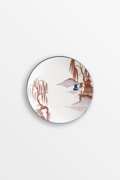Natsumi, Six Contemporary Porcelain Bread Plates with Decorative Design