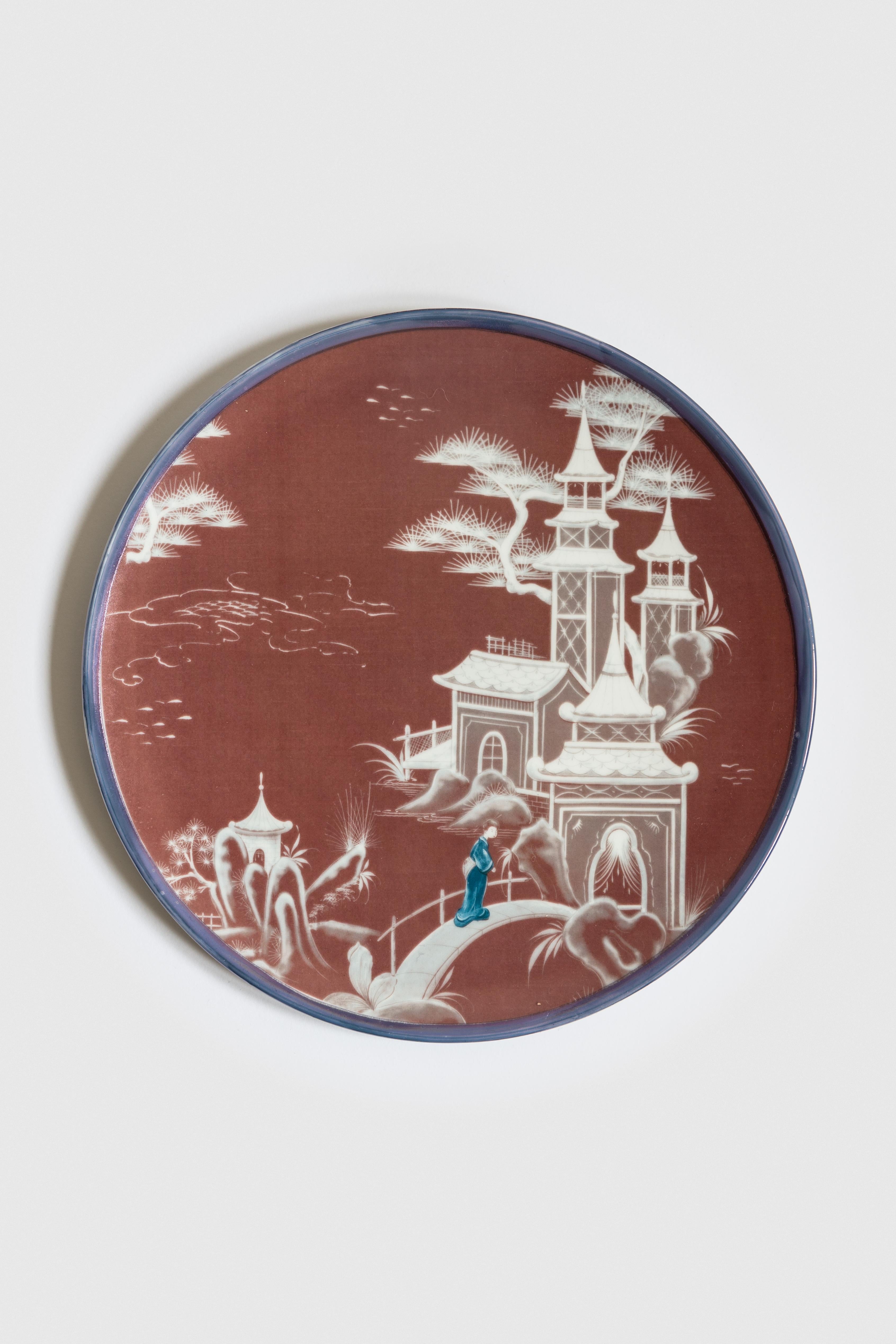 Natsumi, Sechs zeitgenössisches Porzellan-Essteller mit dekorativem Design (Italienisch) im Angebot