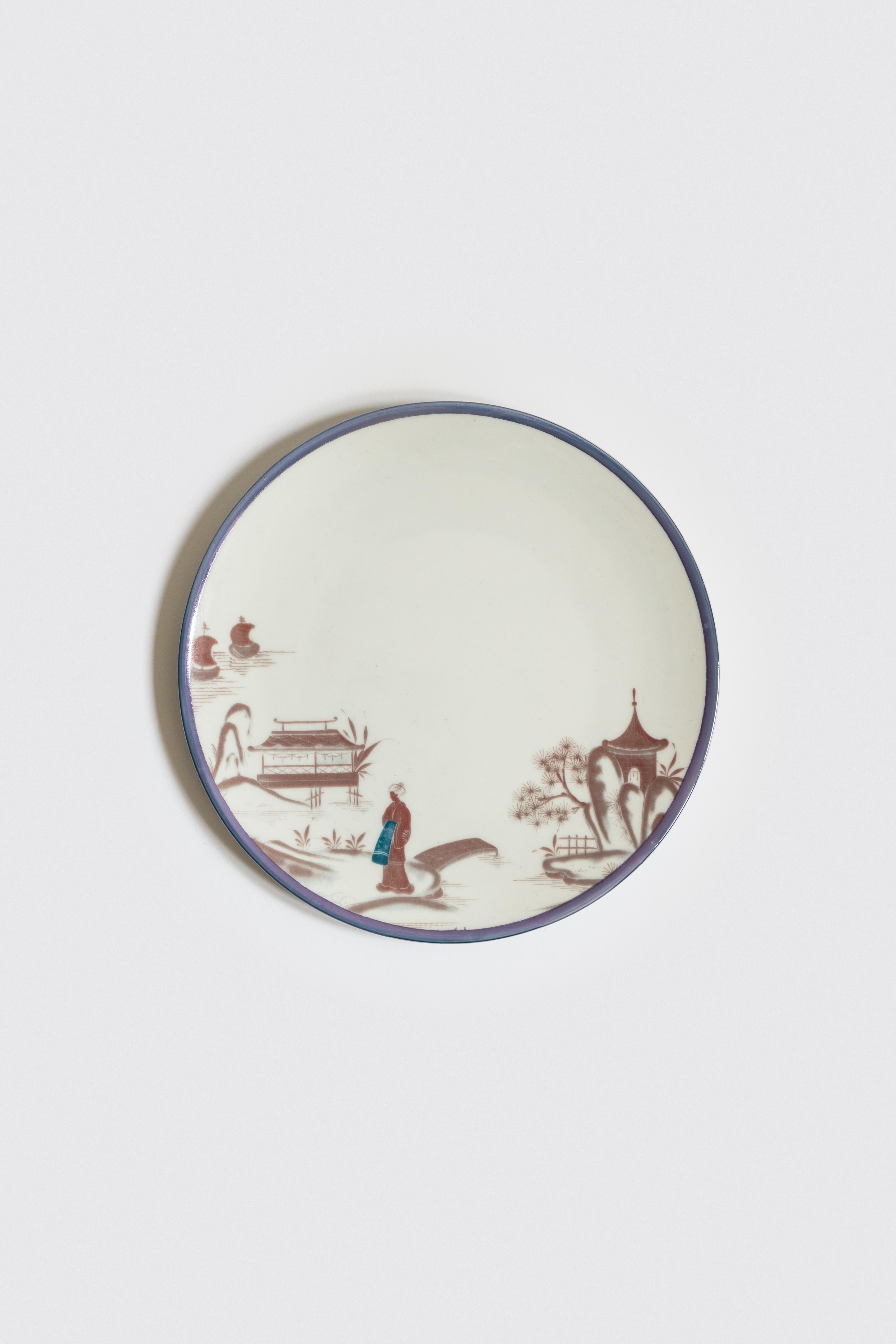 Natsumi, Six Contemporary Porcelain Dessert Plates with Decorative Design In New Condition For Sale In Milano, Lombardia