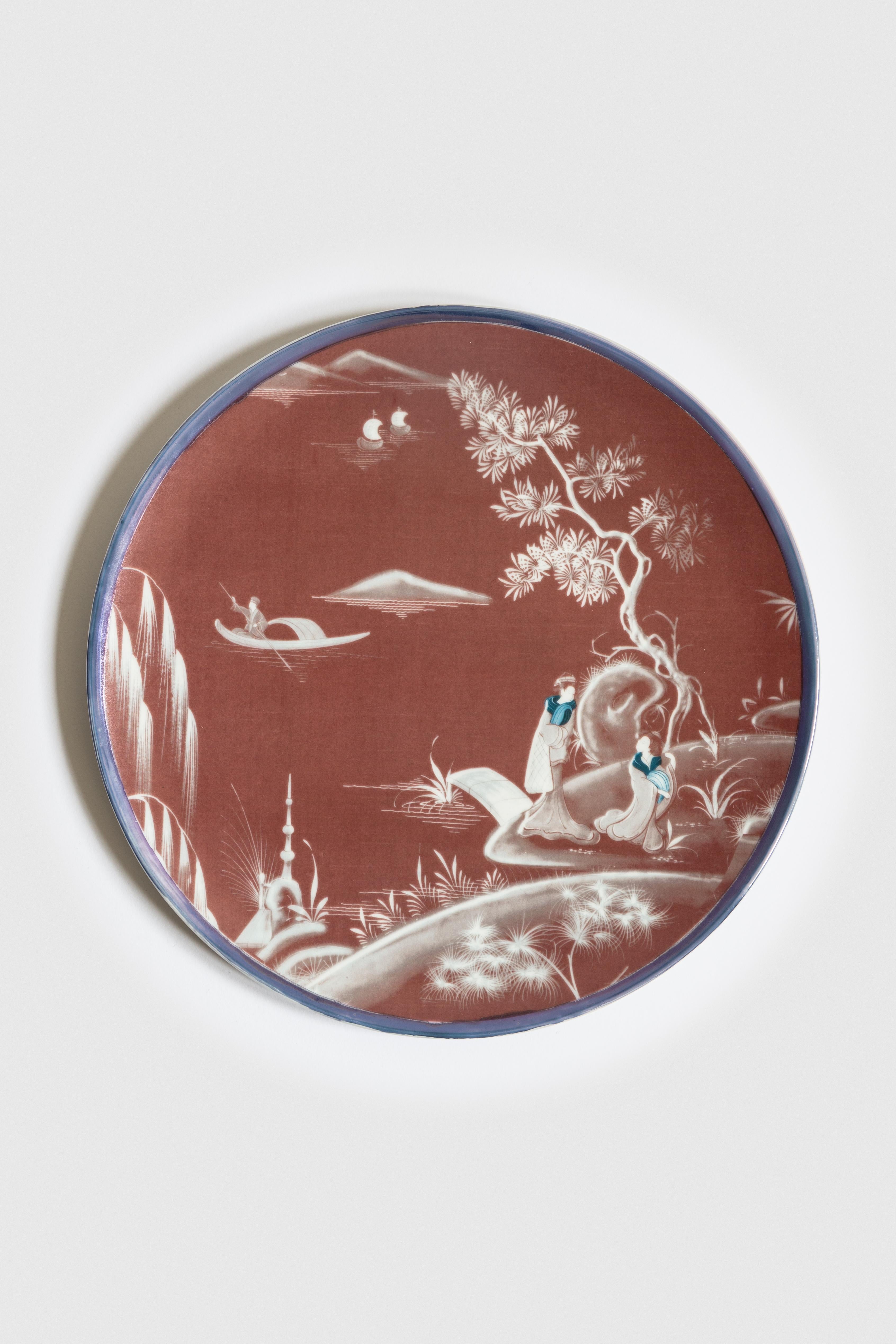 Natsumi, Sechs zeitgenössisches Porzellan-Essteller mit dekorativem Design im Angebot 1