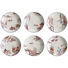 Natsumi:: six assiettes à soupe en porcelaine contemporaine avec motif décoratif