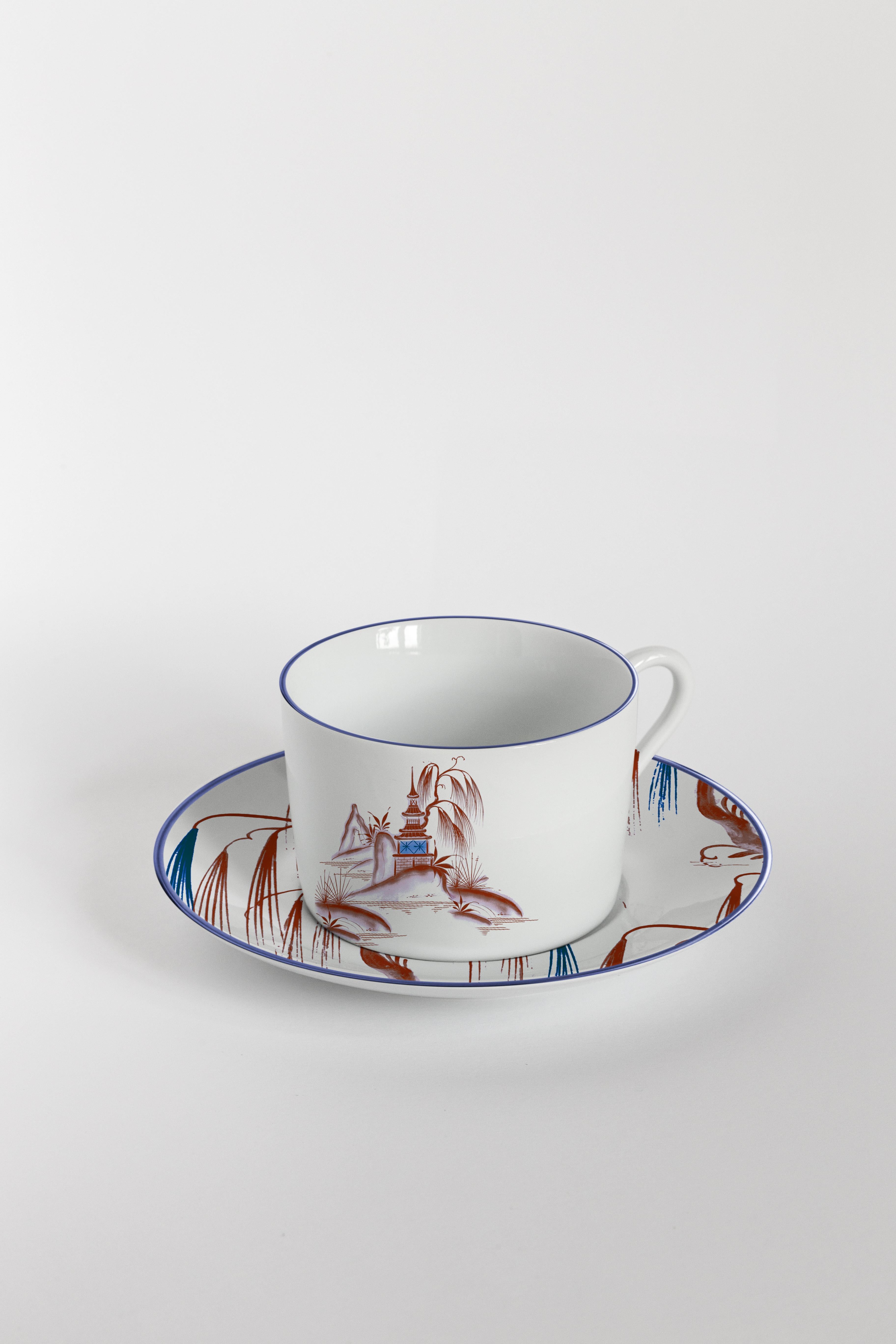 Natsumi, service à thé avec six porcelaines contemporaines avec design décoratif Neuf - En vente à Milano, Lombardia