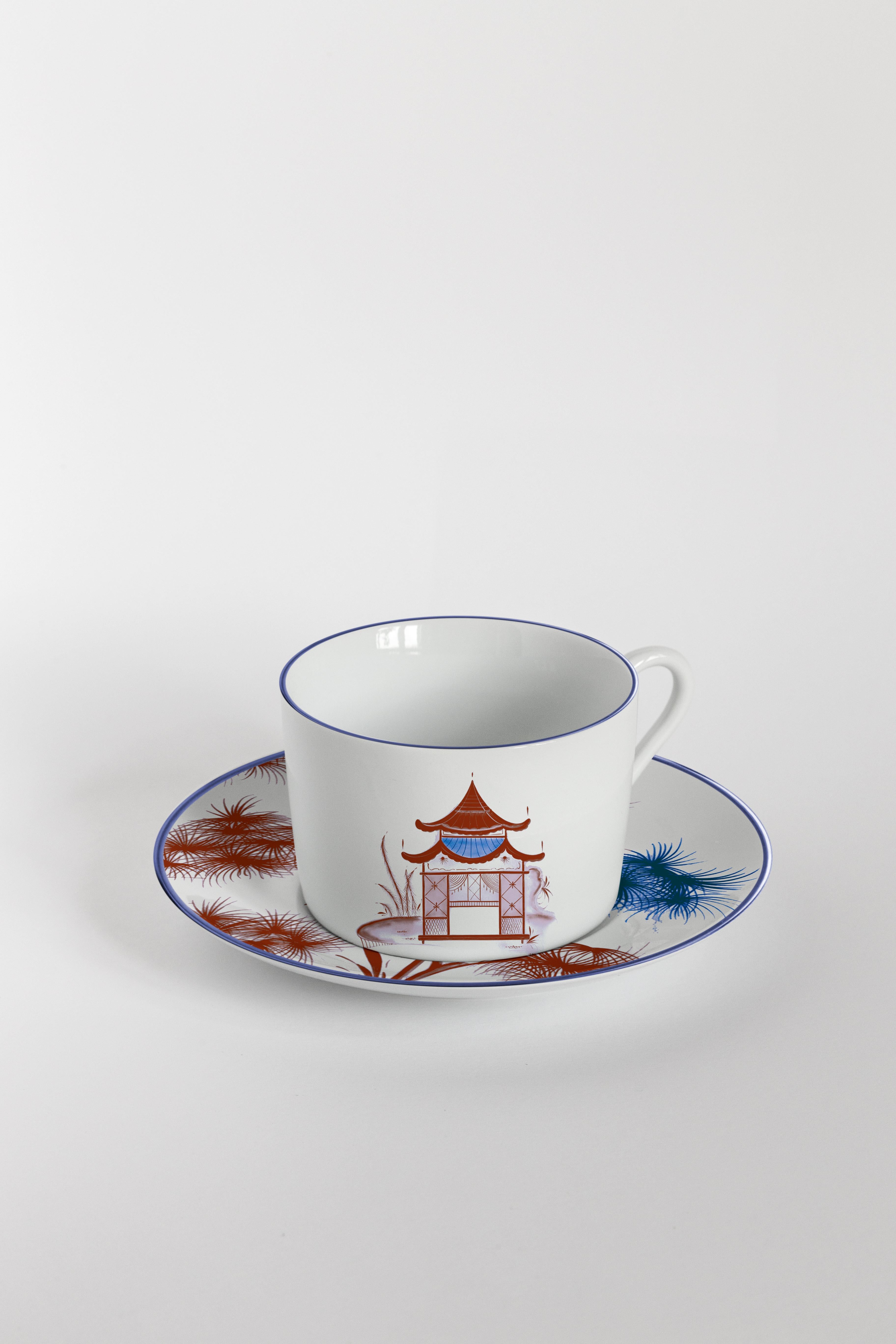 Natsumi, Teeservice mit sechs zeitgenössischen Porzellanen mit dekorativem Design (21. Jahrhundert und zeitgenössisch) im Angebot