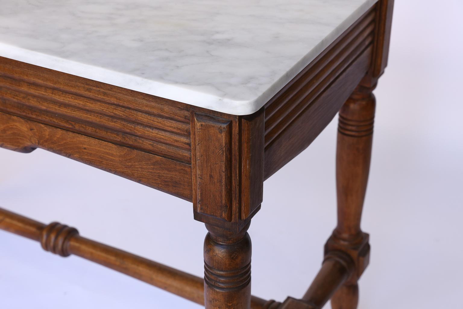 19th Century Natta and Nagot Butcher Table with Marble Top