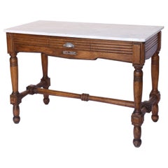 Antique Natta and Nagot Butcher Table with Marble Top