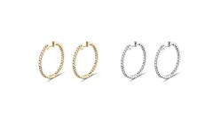 Natual 1.2 Carat Diamond Inside-Out Hoop Earrings in 14K Gold