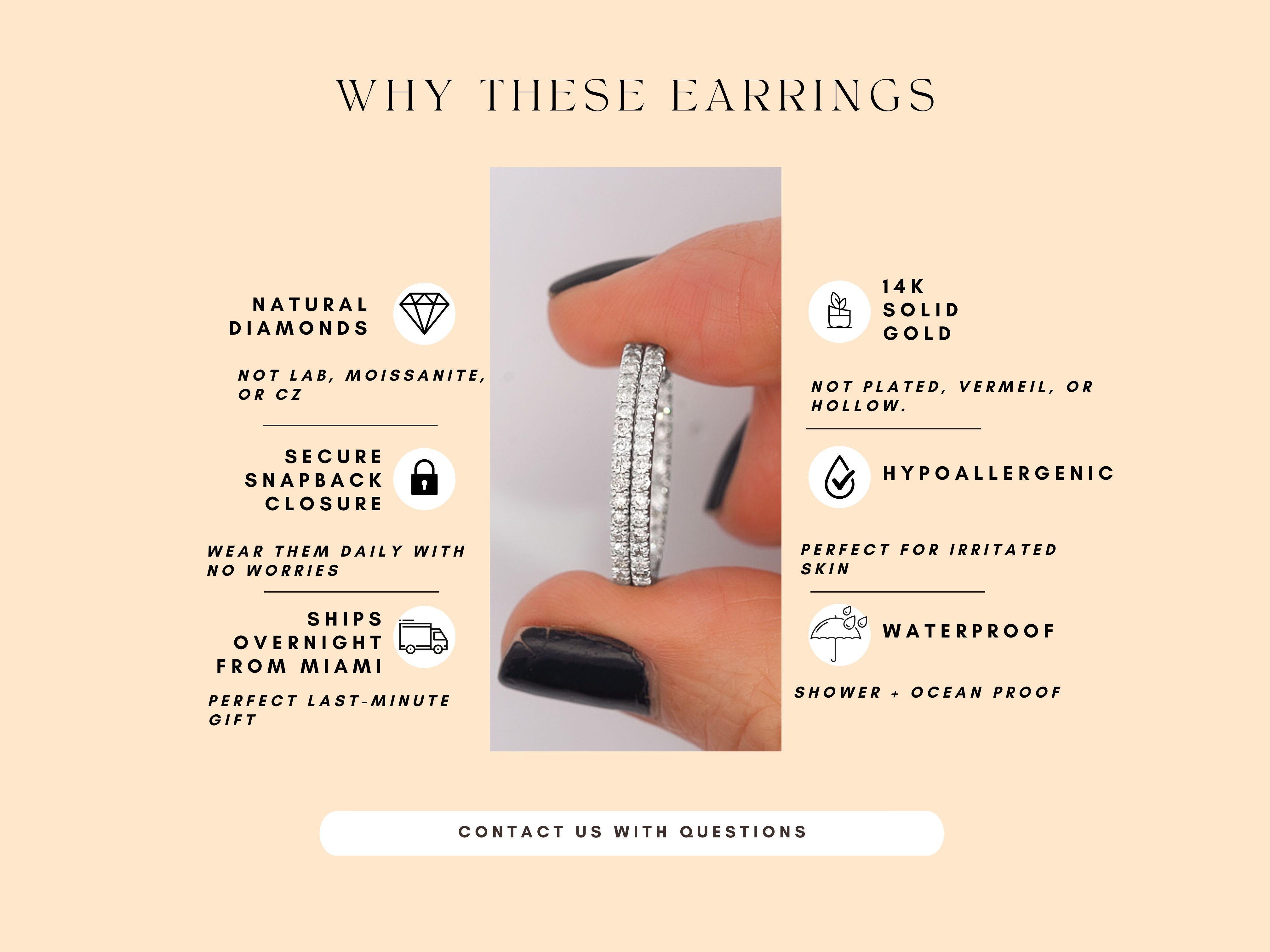 Natual 1.2 Carat Diamond Inside-Out Hoop Earrings in 14K Gold For Sale 3