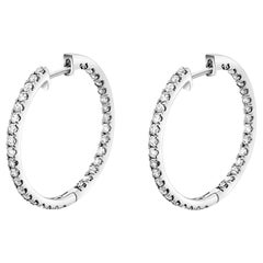 Natual 1.2 Carat Diamond Inside-Out Hoop Earrings in 14K Gold