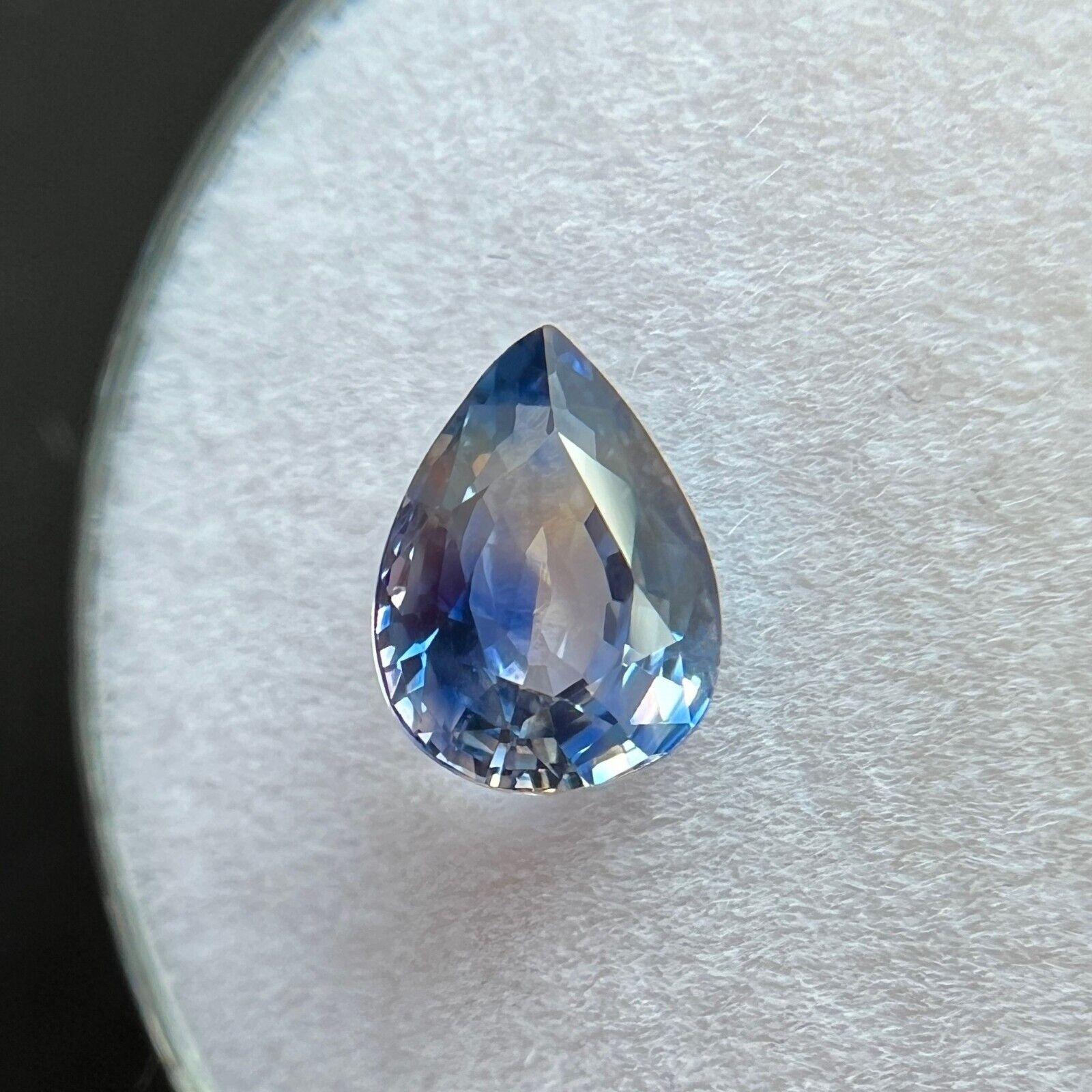 Women's or Men's Natual 1.29Ct Purple Blue Bi Colour Ceylon Sapphire Pear Cut Loose Gem 7.6X5.6mm For Sale