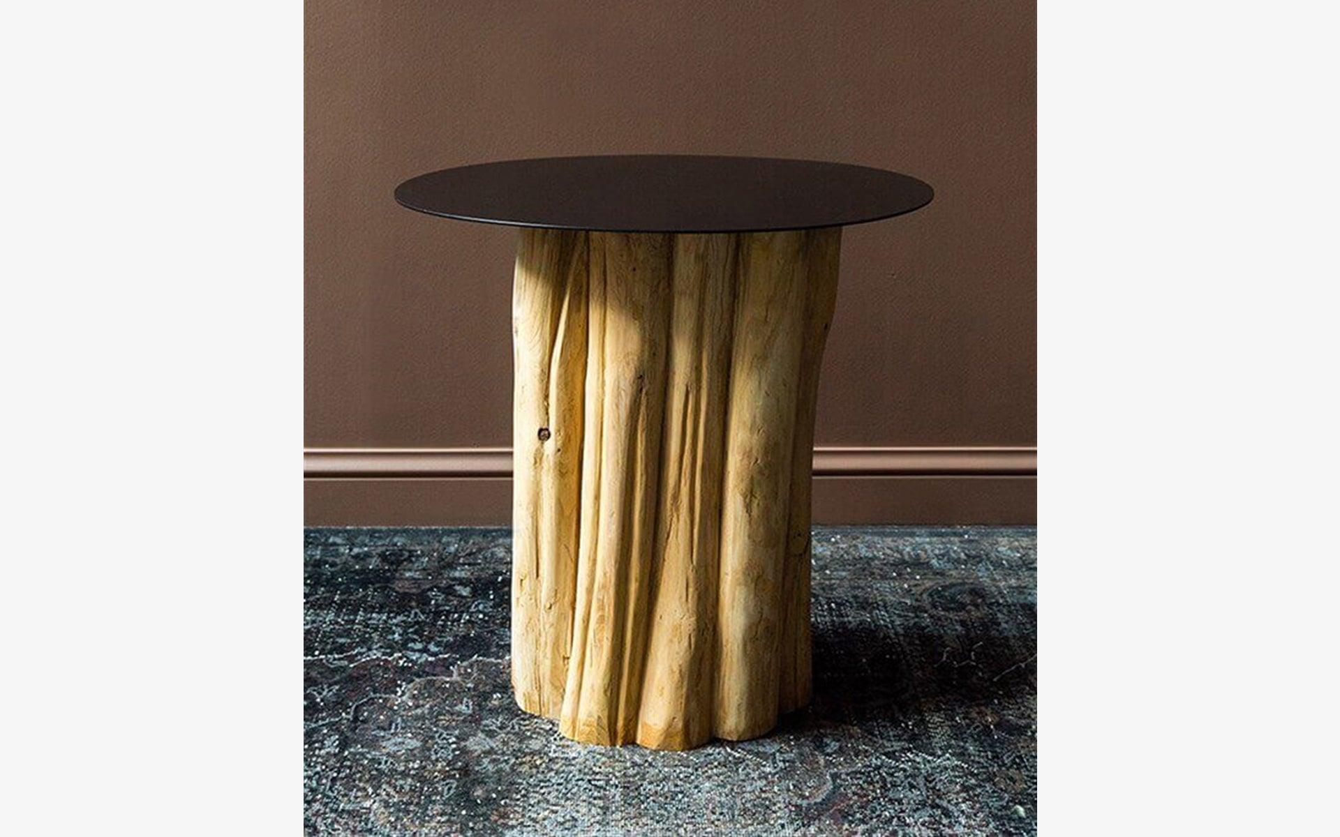 Woodwork Natur Round Table, Natural Wood Body Leg For Sale