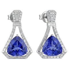 Natura Diamond & created Tanzanite Earring in 14k Gold