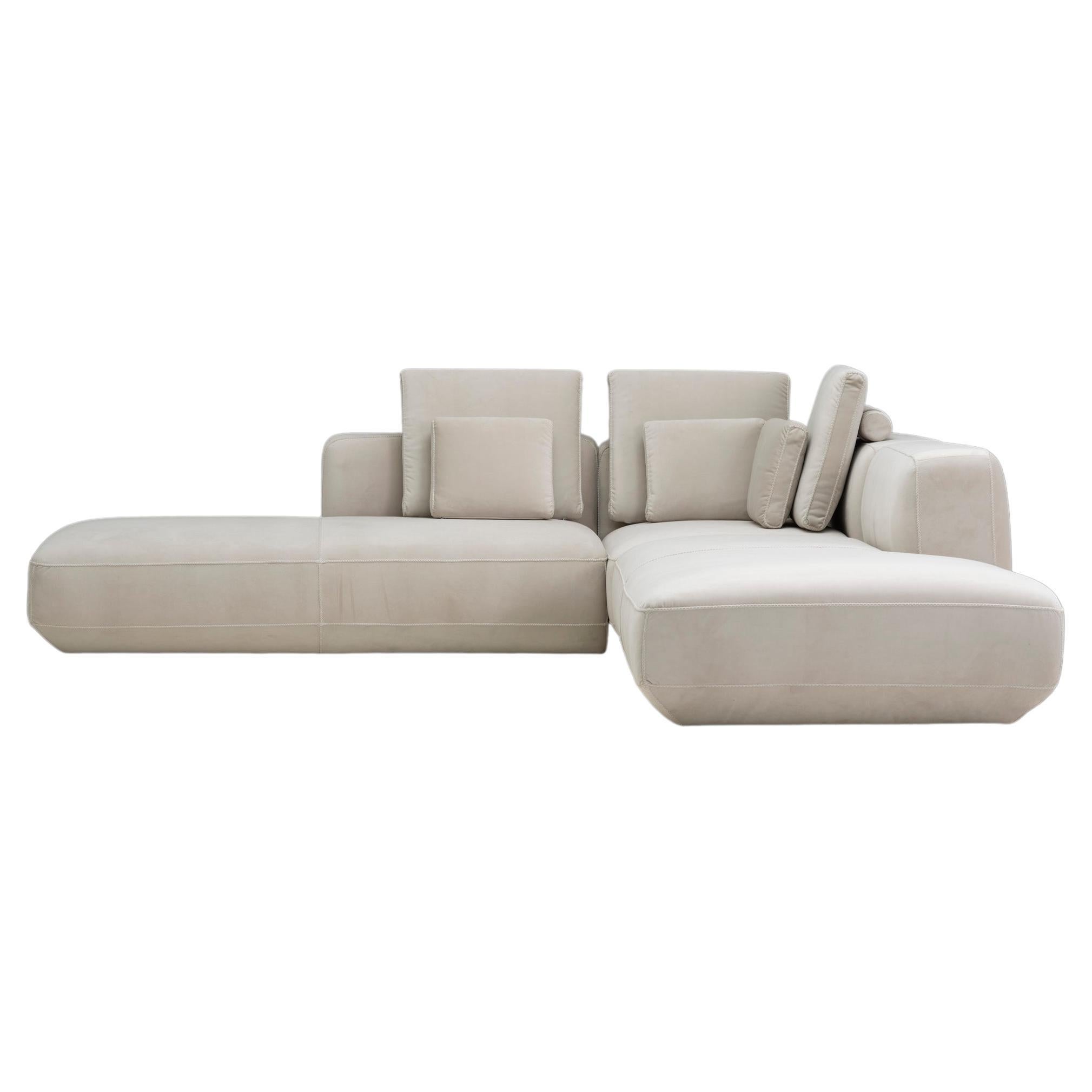 White Leather Sectional, Atelier Gary Lee Chai Ming Studios For Sale at