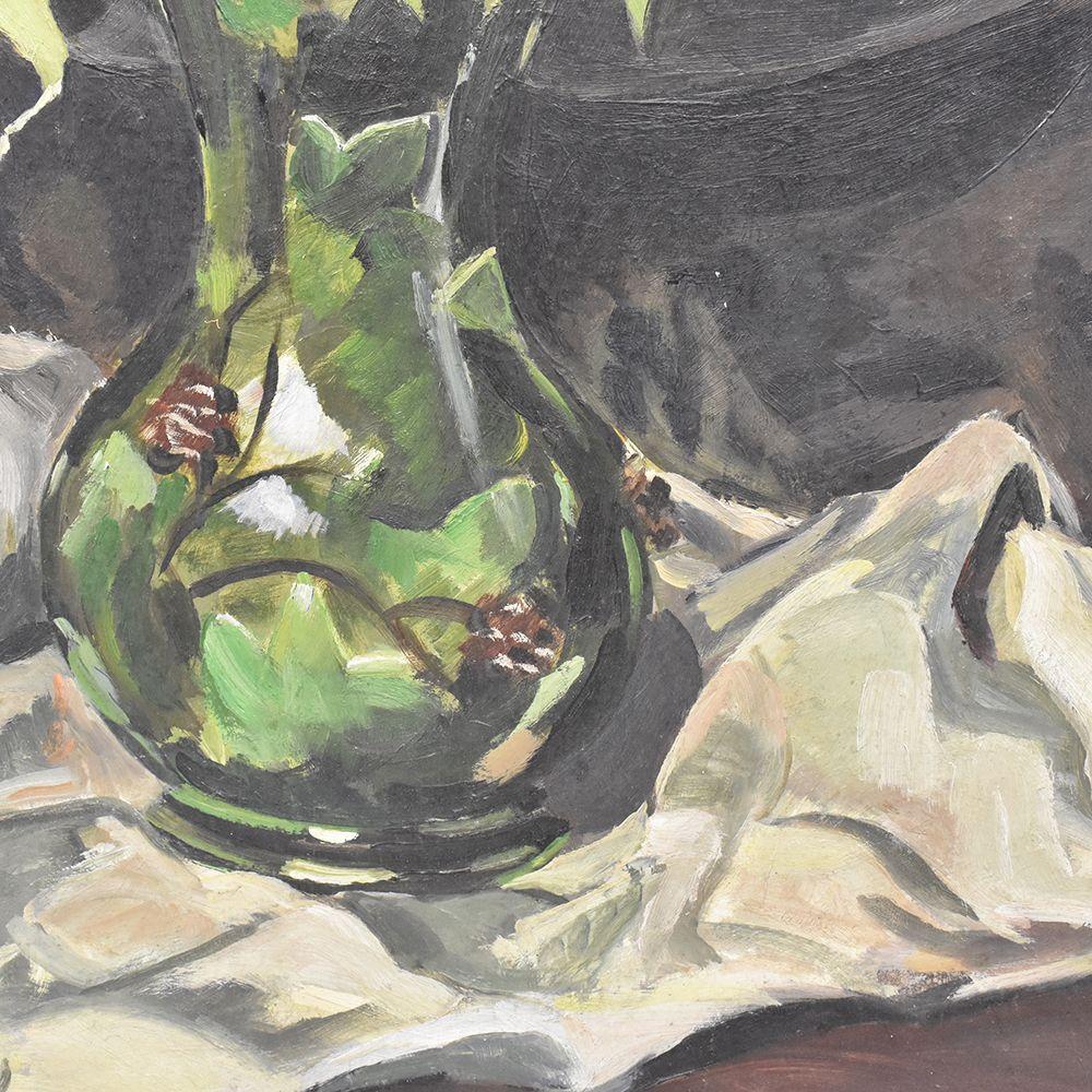 French Still Life Of Zinne Flowers, Bunch Of Flowers, Oil On Board, Twentieth Century Era. For Sale