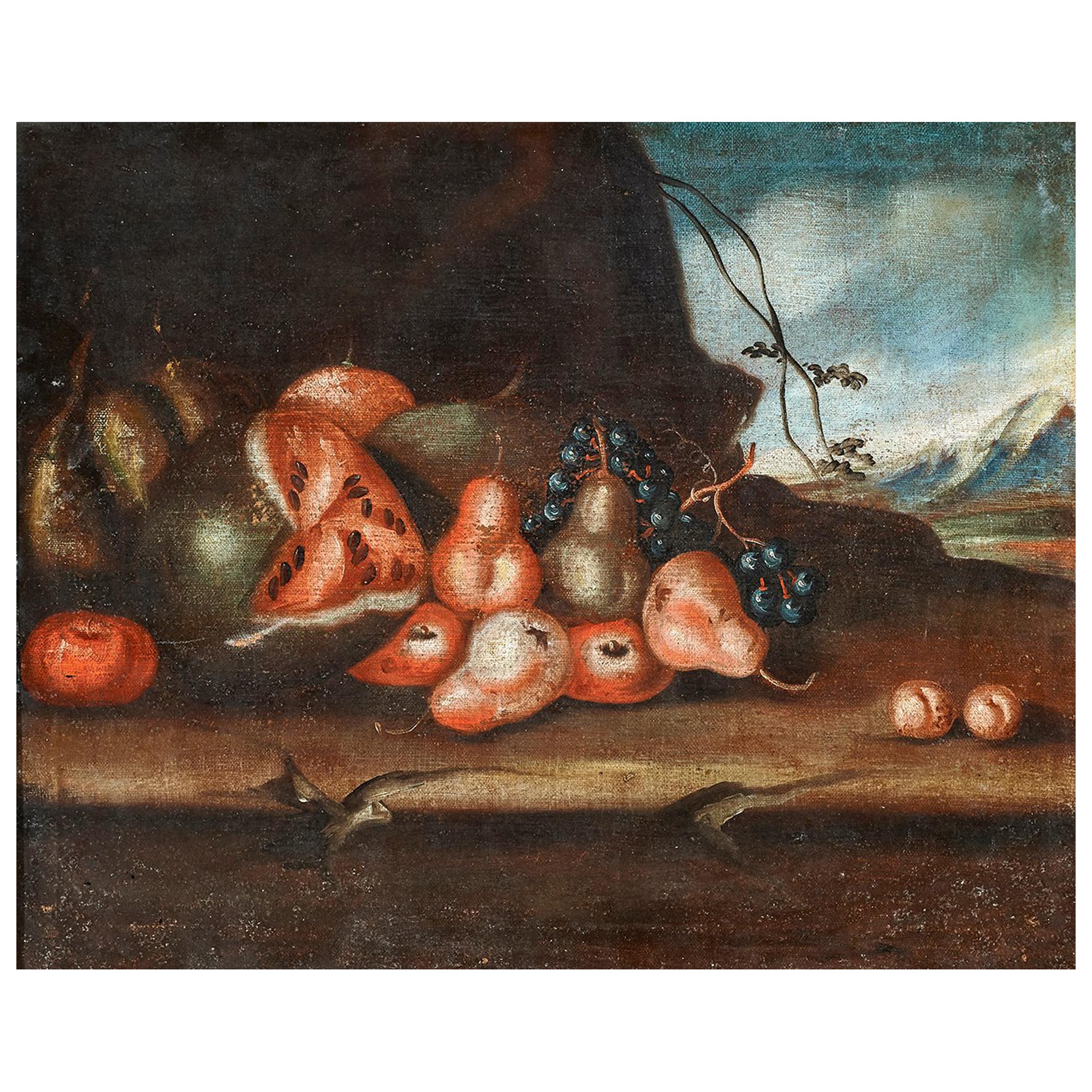 Natura Morta, Tuscan School 17th Century Oil on Canvas Still Life Painting For Sale