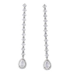 Elegant 14k Gold Rose-Cut Diamond Drop Earrings, 2.18cts