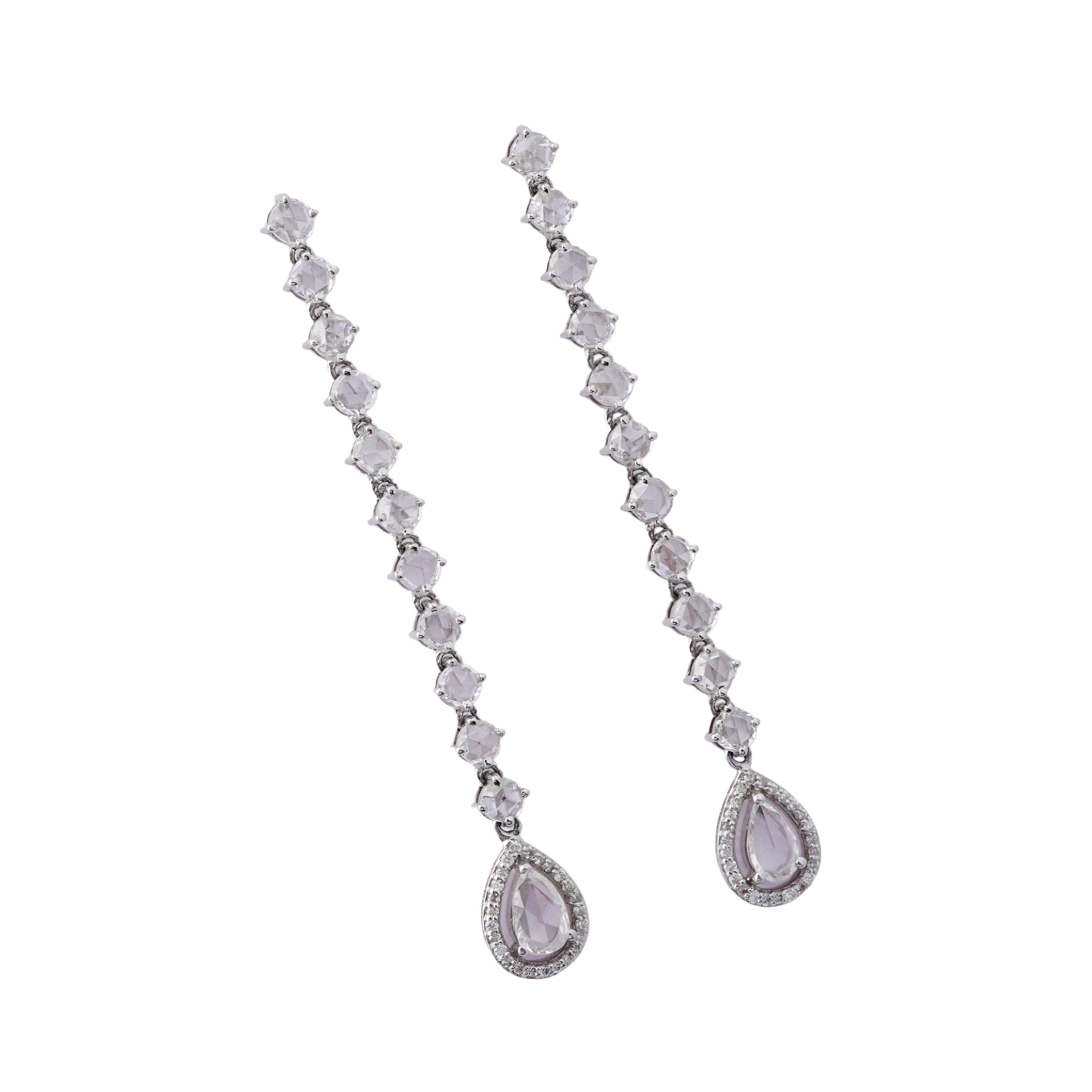 Taille Asscher Boucle d'oreille Natura rosecut diamant en or 14k en vente