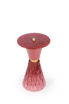 Handmade Fiber & Back-Painted Glass Side Table – Natura Cone (small) by R’Kan