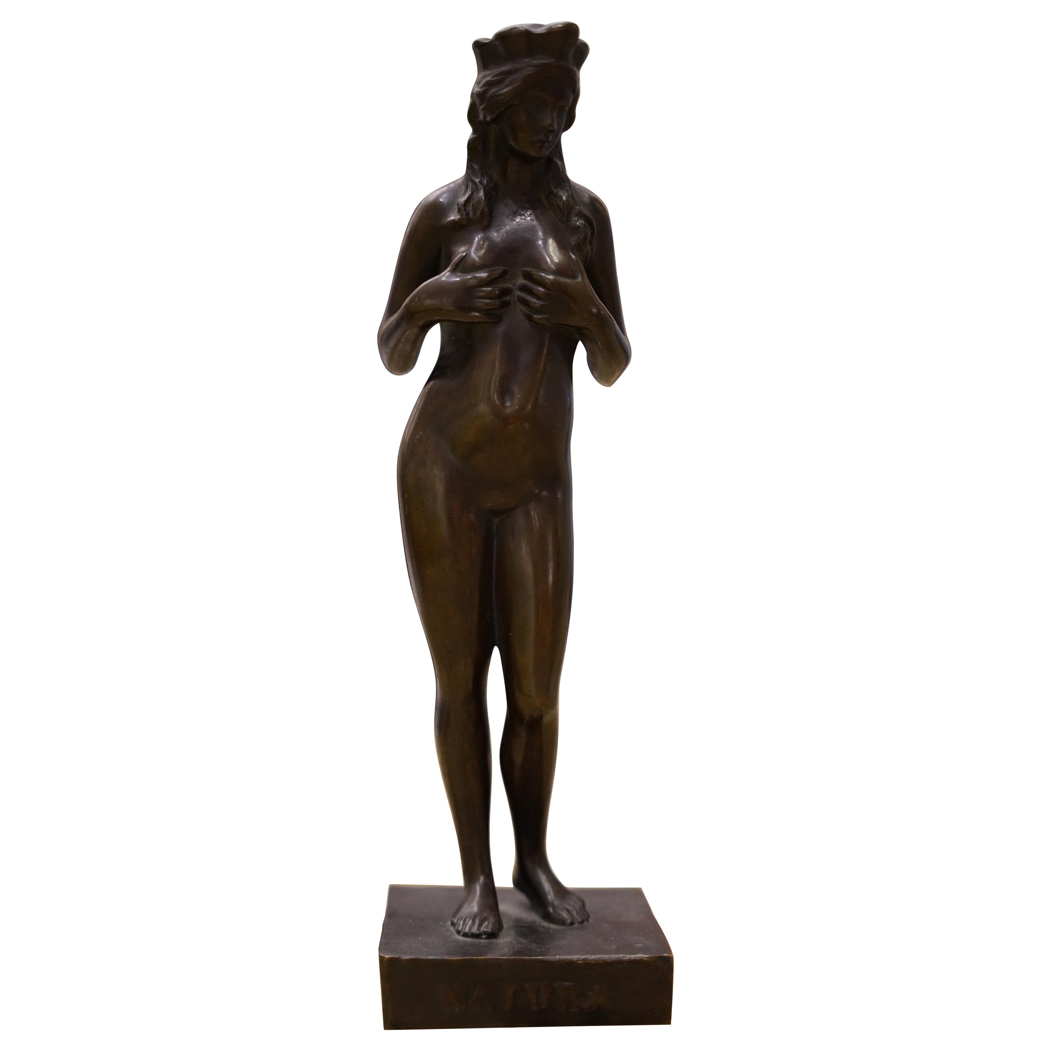 "Natura", Small Bronze Female Nude Sculpture