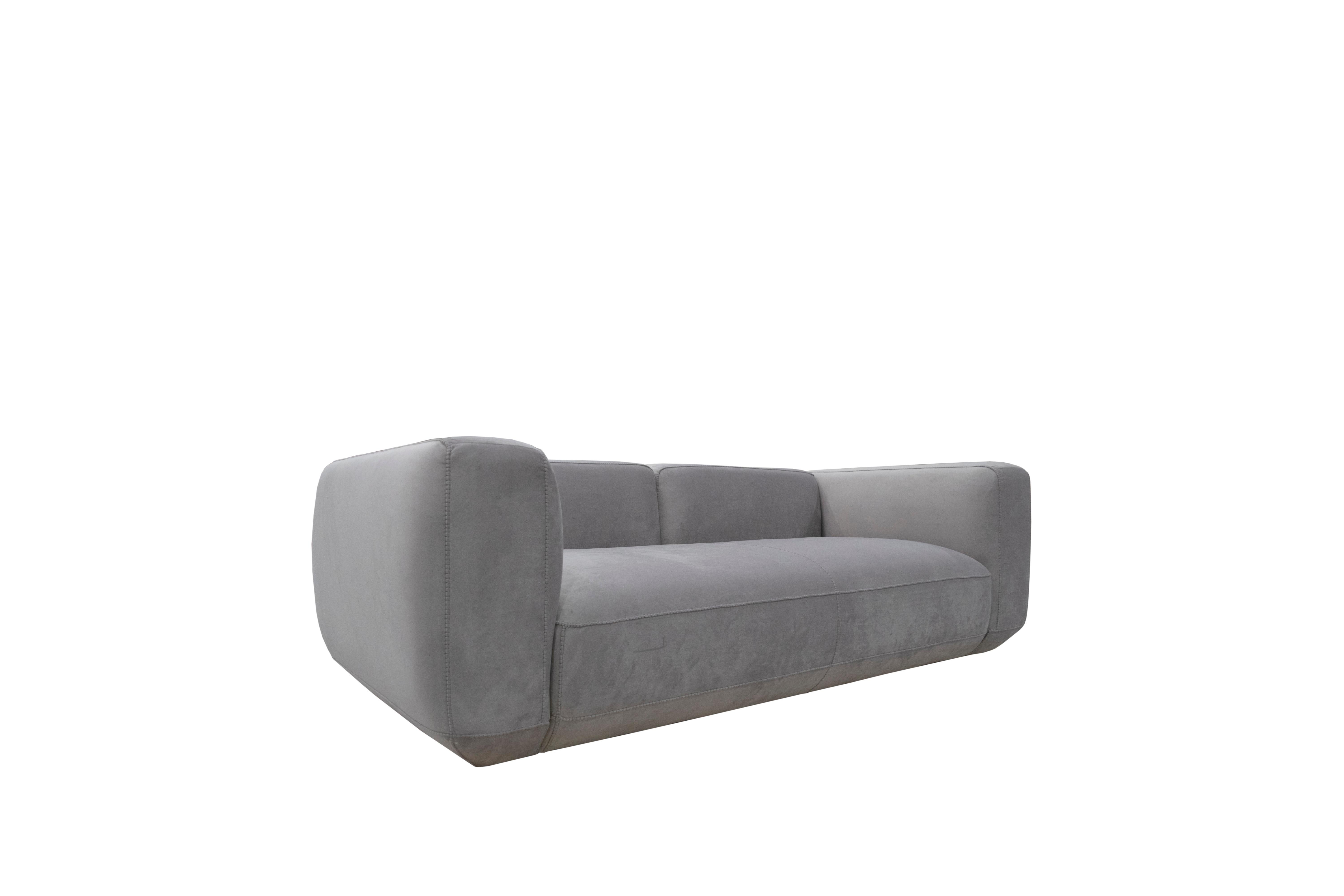 Natura Sofa '2-Seater' in Light Grey Fabric Upholstery For Sale at 1stDibs