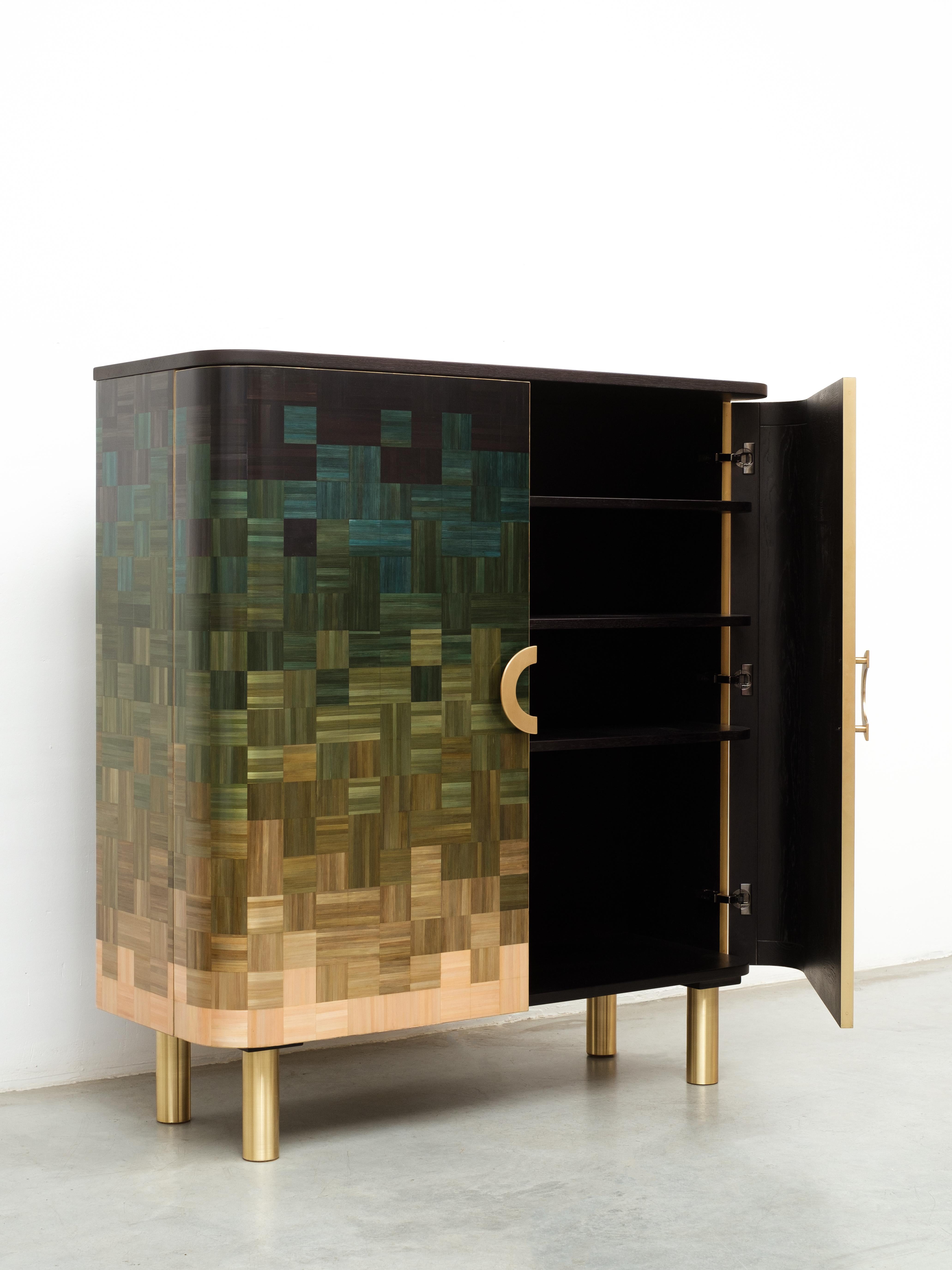 Natūra Paja Marquetería Incrustación Coleccionable Cajonera Verde Degradado RUDA en venta 9