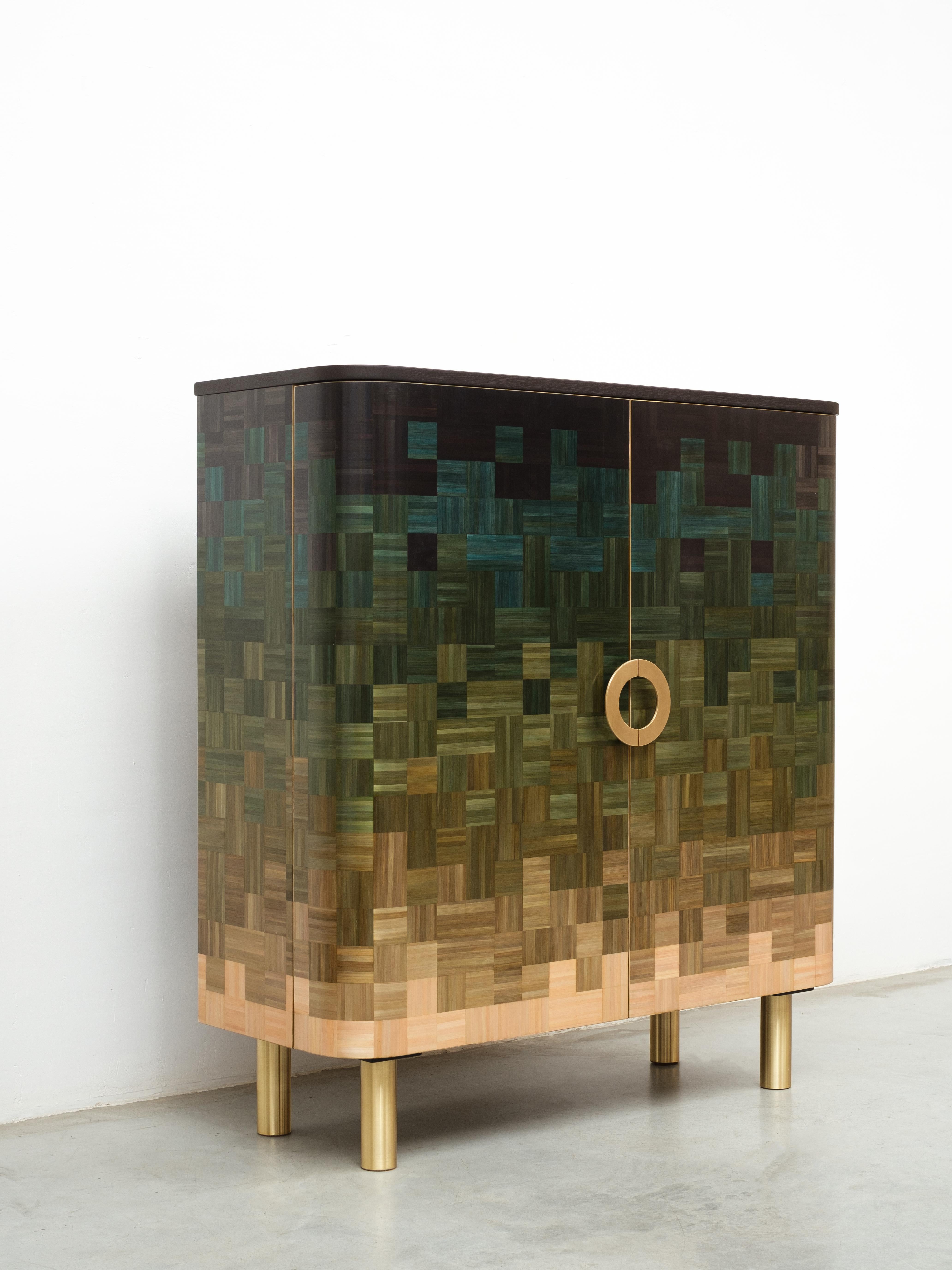 Natūra Paja Marquetería Incrustación Coleccionable Cajonera Verde Degradado RUDA en venta 12