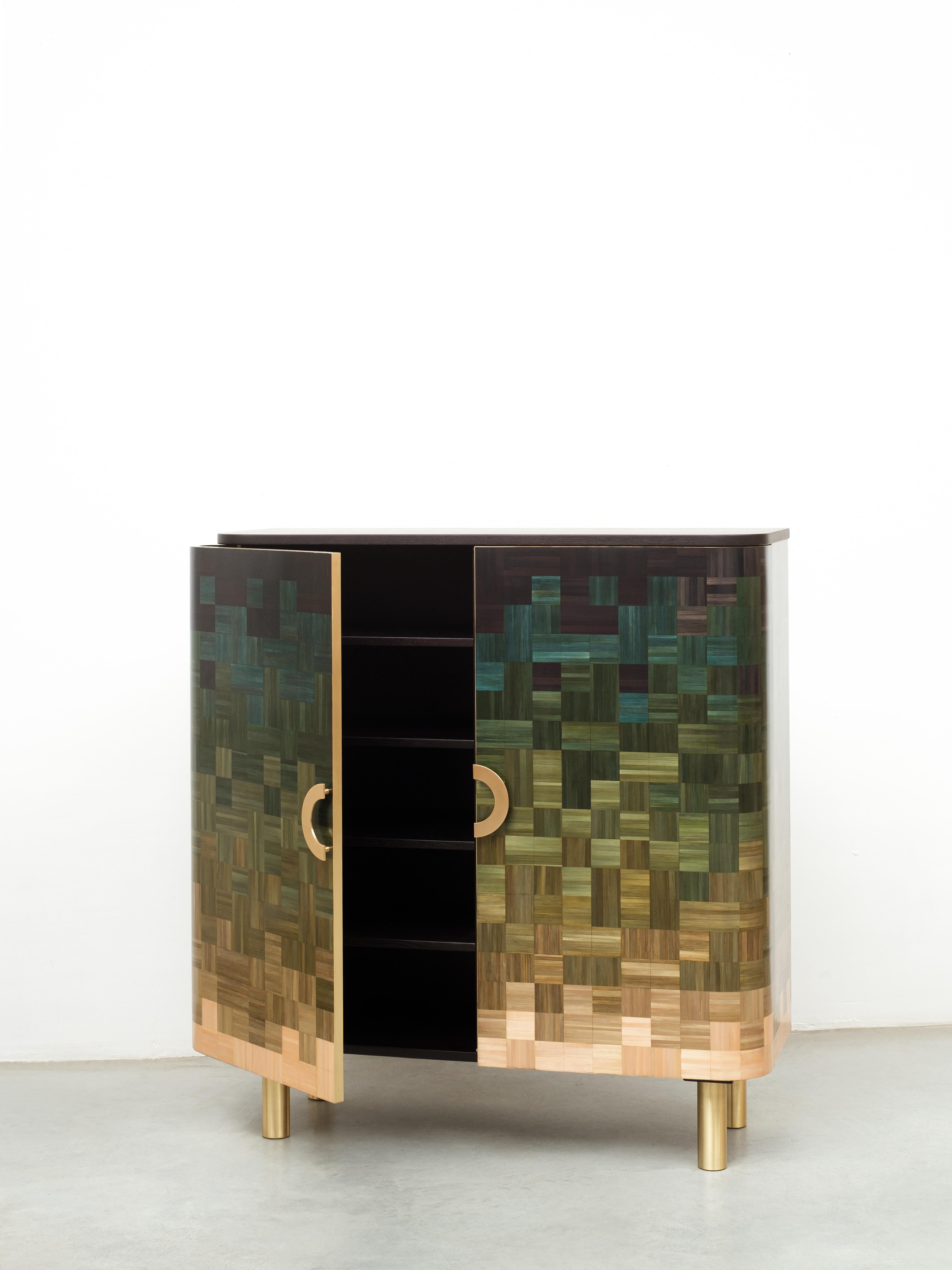 Natūra Paja Marquetería Incrustación Coleccionable Cajonera Verde Degradado RUDA en venta 3