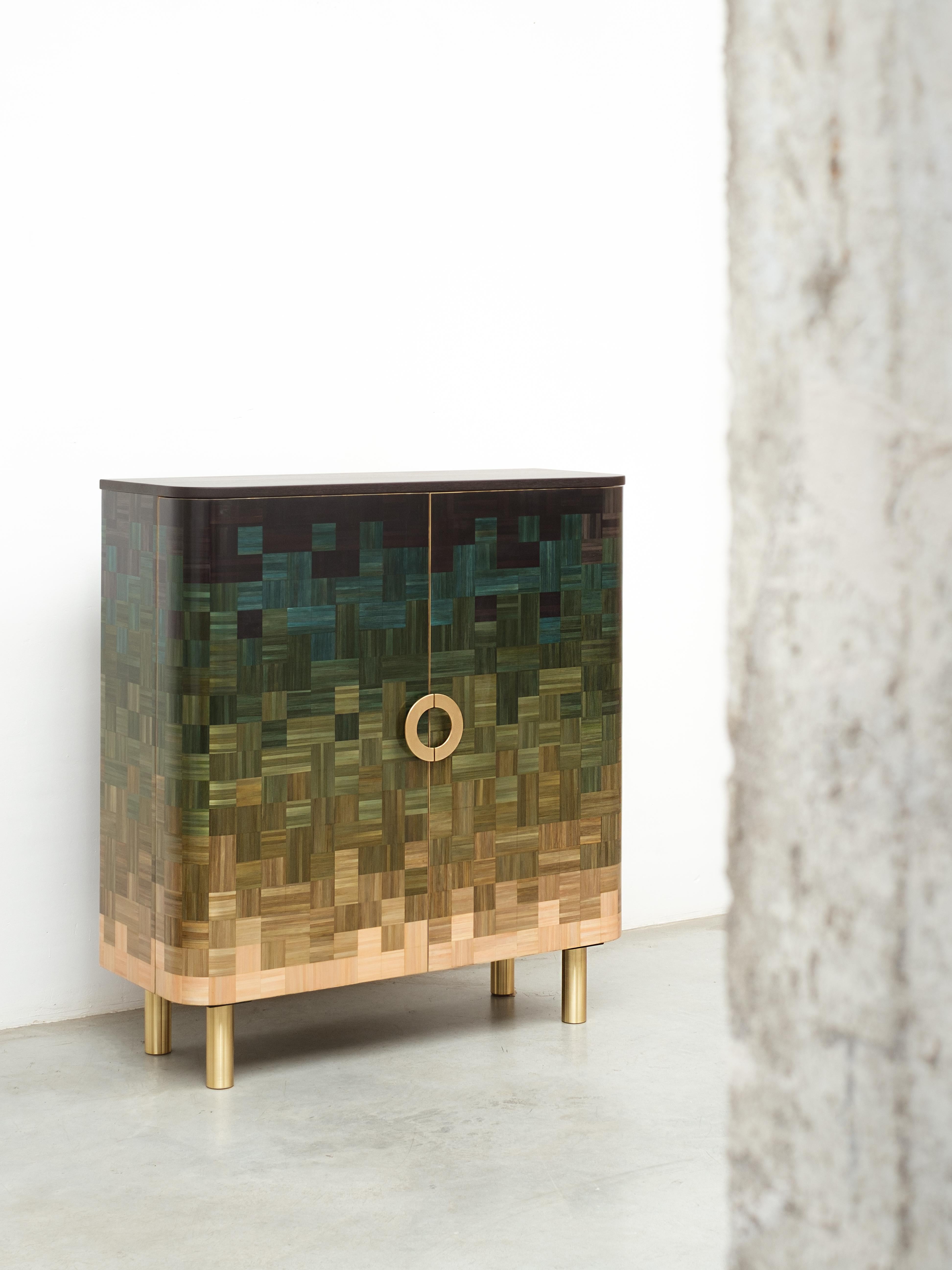 Natūra Paja Marquetería Incrustación Coleccionable Cajonera Verde Degradado RUDA en venta 4