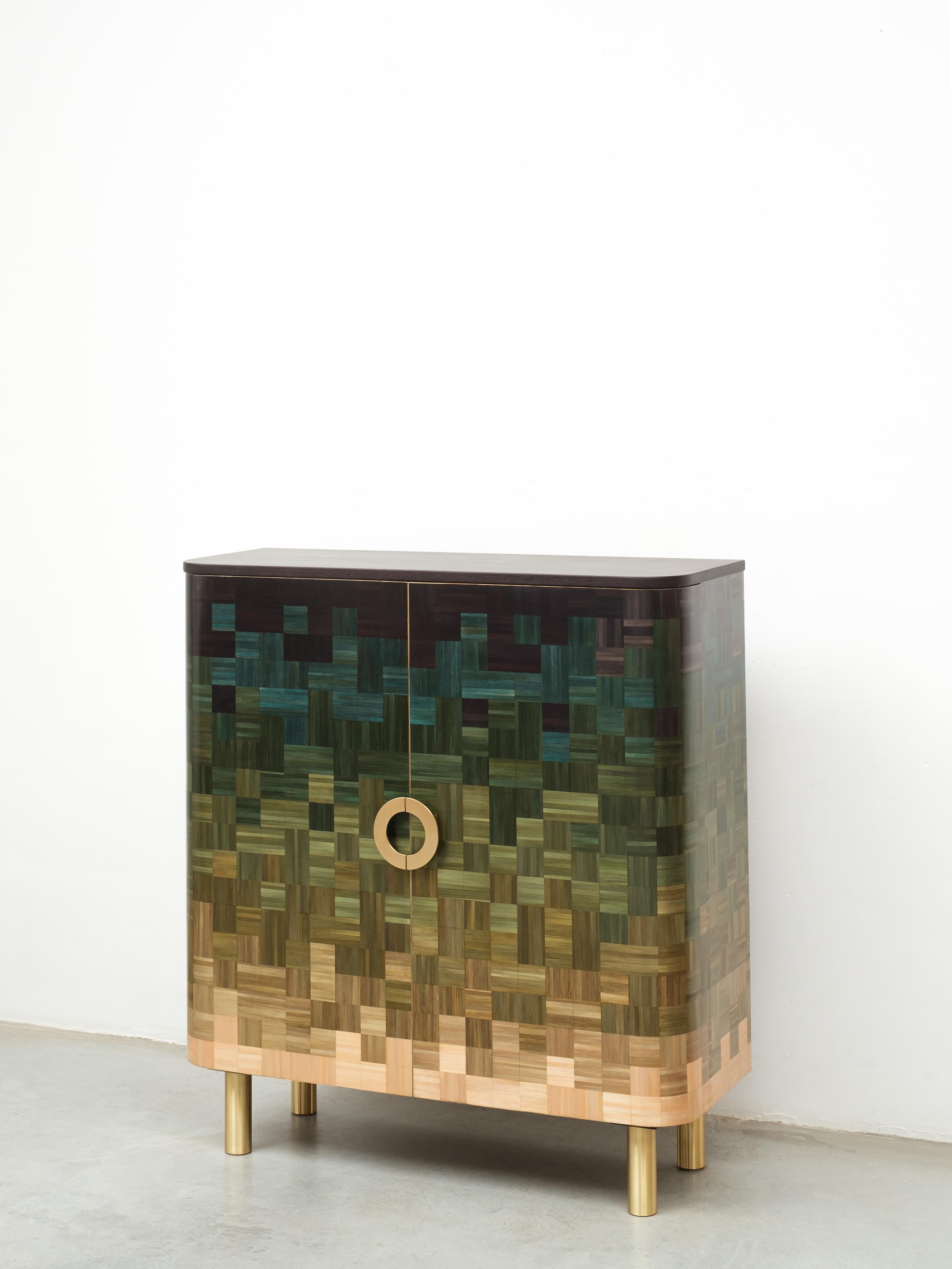 Natūra Paja Marquetería Incrustación Coleccionable Cajonera Verde Degradado RUDA en venta 5