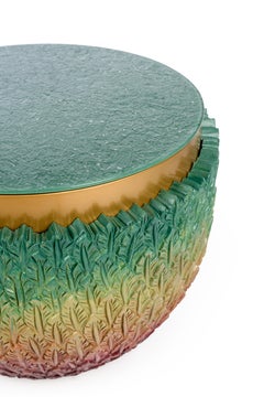 Handmade Coffee Table in Fiber & Back-Painted Glass – Natura Tabla by R’Kan