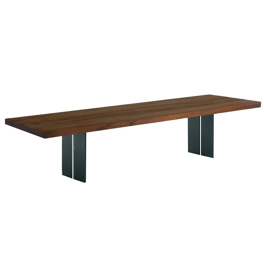 Modern Natura Walnut and Iron Bench, Made in Italy For Sale