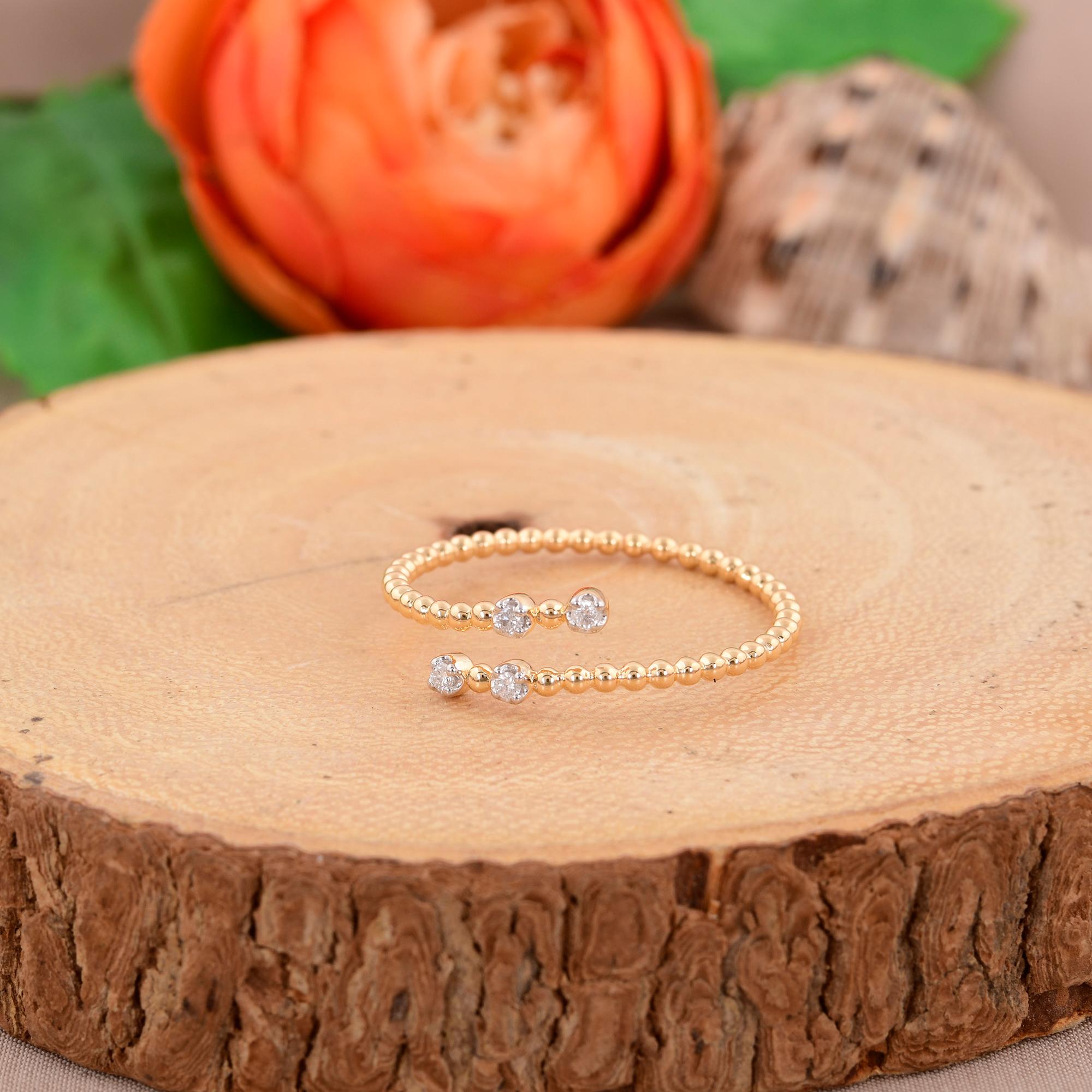 Naturel 0,06 ct. Bague enveloppante de diamants en or jaune massif 18 carats, fabrication artisanale Pour femmes en vente