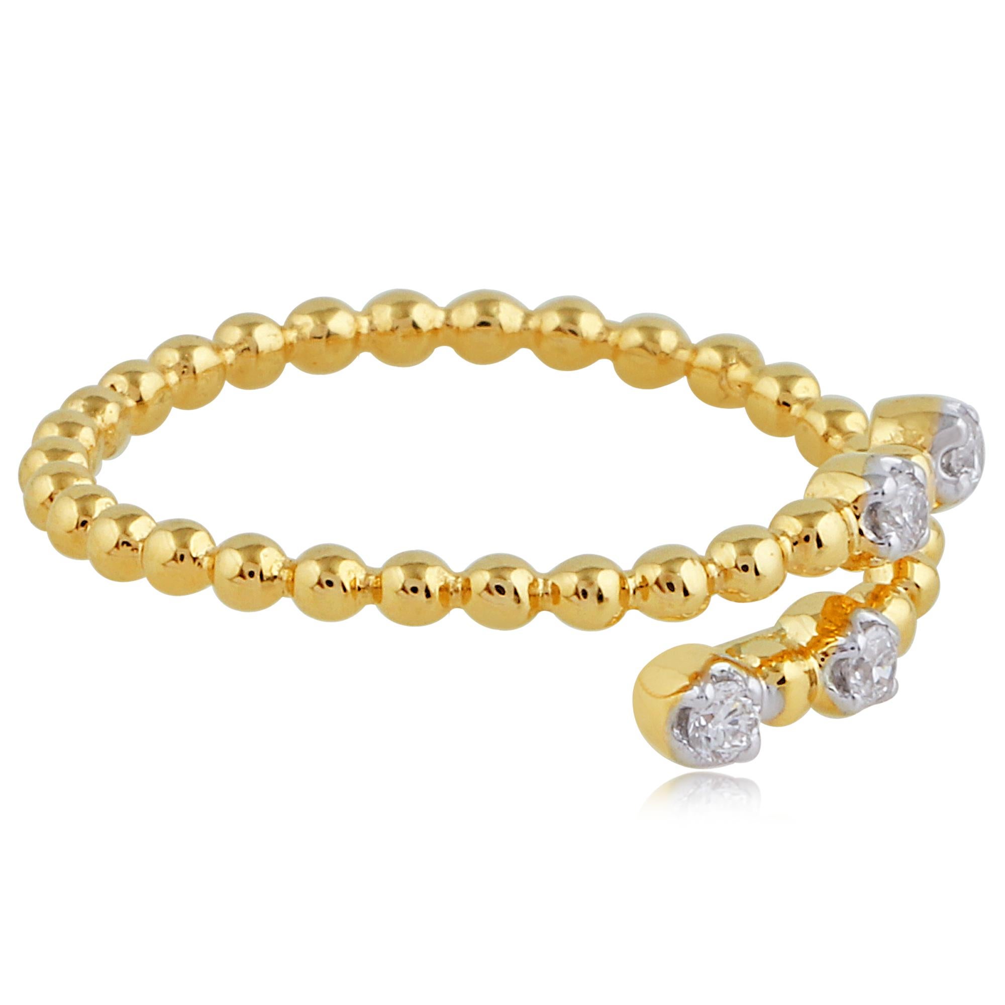 Moderne Naturel 0,06 ct. Bague enveloppante de diamants en or jaune massif 18 carats, fabrication artisanale en vente