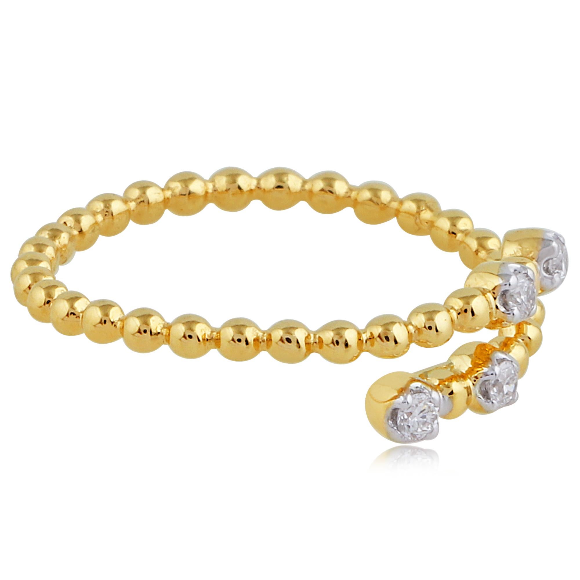 Moderno Nature 0,06 Ct. Anello con diamante a fascia in oro giallo massiccio 18k Gioielli fatti a mano in vendita