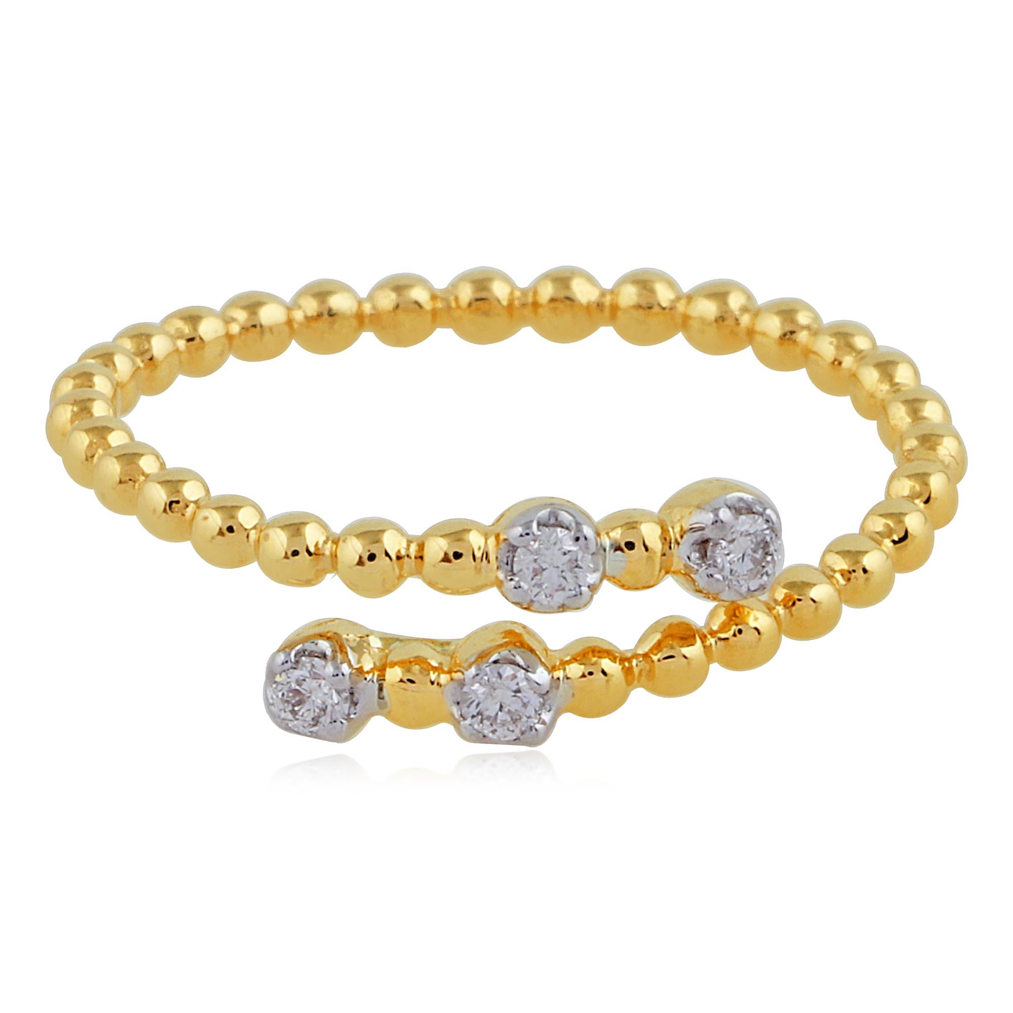 Taglio rotondo Nature 0,06 Ct. Anello con diamante a fascia in oro giallo massiccio 18k Gioielli fatti a mano in vendita