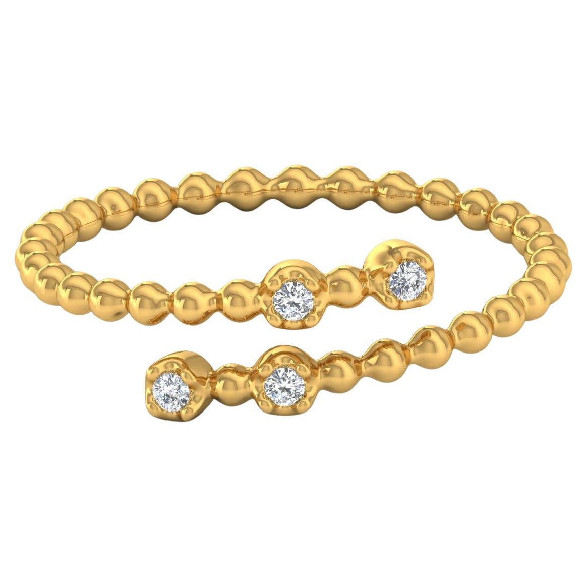 Naturel 0,06 ct. Bague enveloppante de diamants en or jaune massif 18 carats, fabrication artisanale en vente