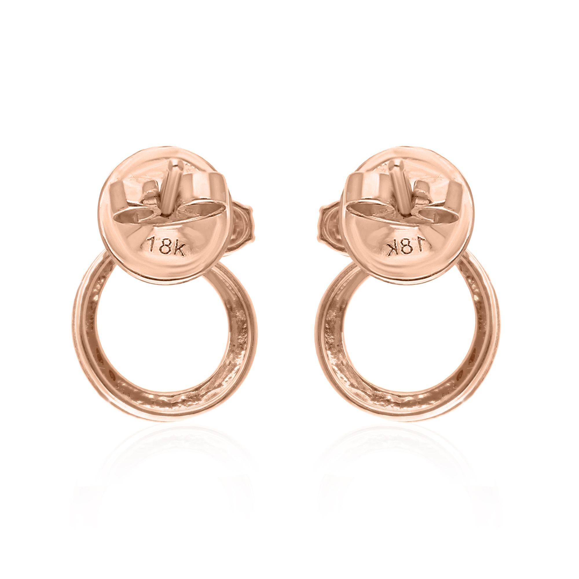Natürlicher 0,11 Karat SI/H Diamant-Ohrringe aus 14 Karat Roségold mit rundem Brillantschliff im Zustand „Neu“ im Angebot in Diera, Dubai