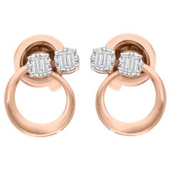 Pendientes de diamantes naturales talla brillante redonda SI/H de 0,11 quilates y oro rosa de 14 quilates