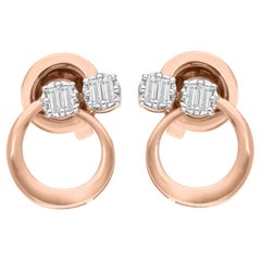 Natürlicher 0,11 Karat SI/H Diamant-Ohrringe aus 14 Karat Roségold mit rundem Brillantschliff