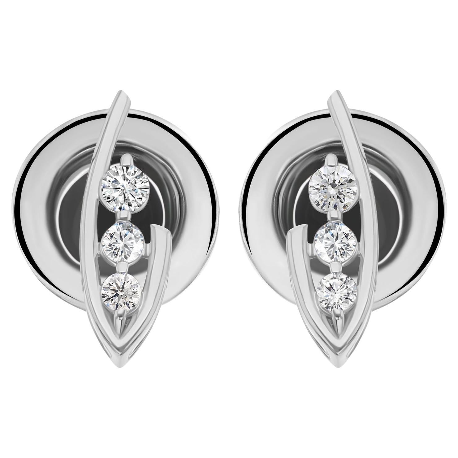 Pendientes de diamantes naturales de 0,12 quilates, claridad SI y color HI, oro blanco de 9 quilates