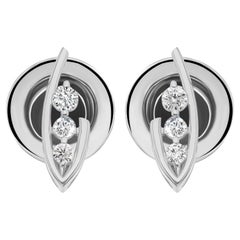 Boucles d
oreilles en diamant naturel de 0,12 carat SI Clarity HI Color Or blanc 9 carats