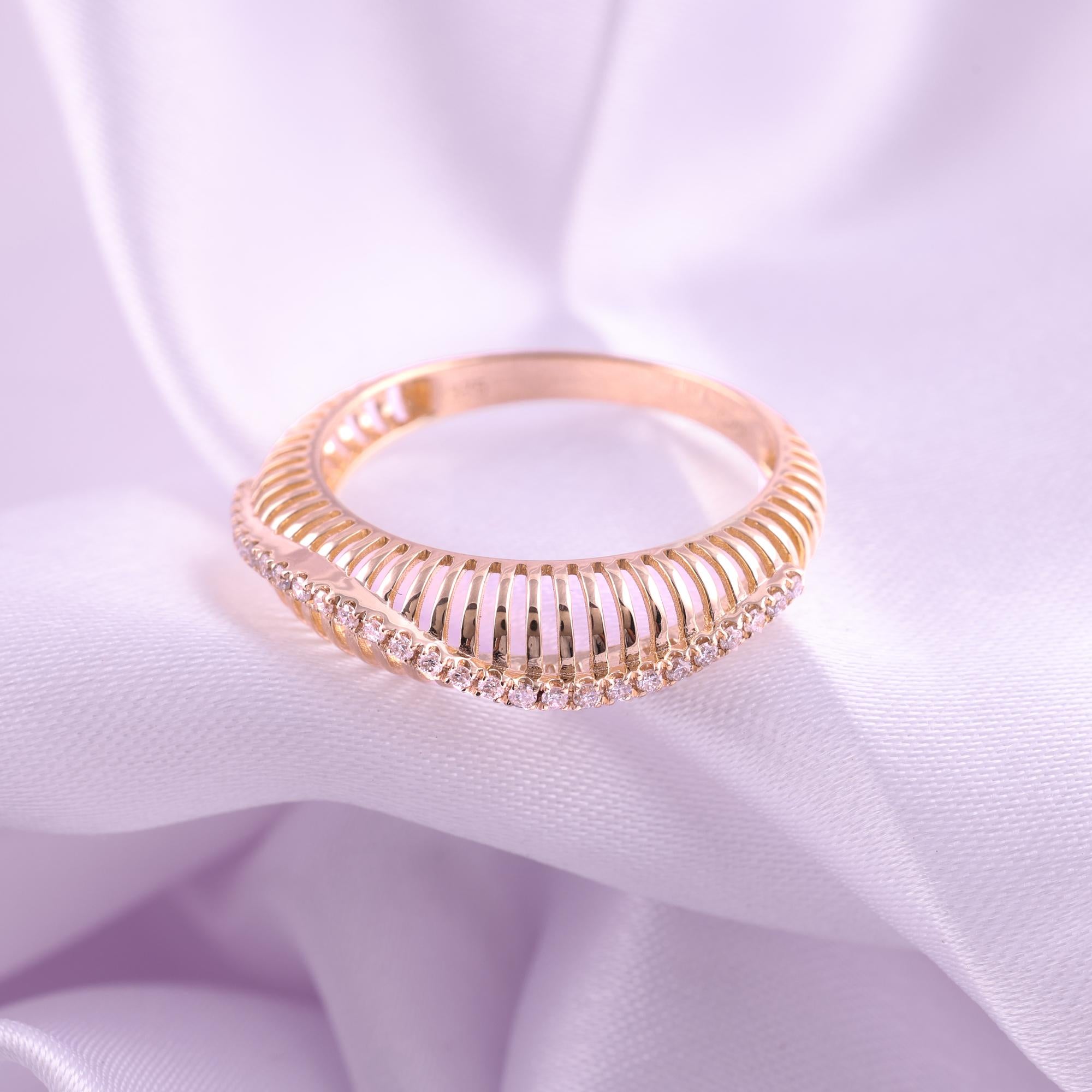 De las mujeres Anillo de diamantes naturales de 0,13 quilates con claridad SI y color HI Joyas de oro amarillo de 9 quilates en venta