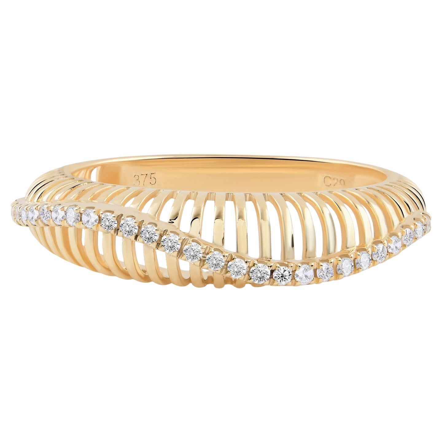 Anello con diamante naturale da 0,13 carati SI Clarity HI Color Gioielli in oro giallo 9 carati