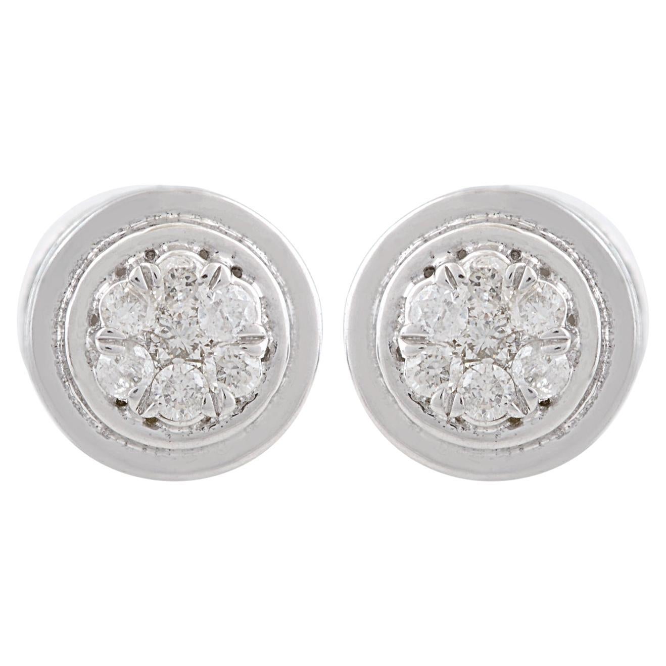 Natürliche 0,14 Karat SI/HI Diamant-Ohrstecker aus 10 Karat massivem Weißgold mit Diamanten