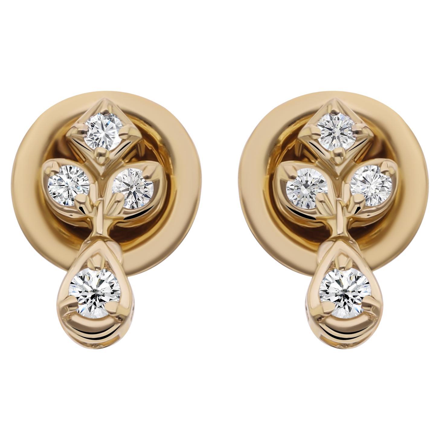 Boucles d
oreilles en or jaune 9 carats Nature 0.16 Carat SI Clarity HI Color Diamond Stud Ears
