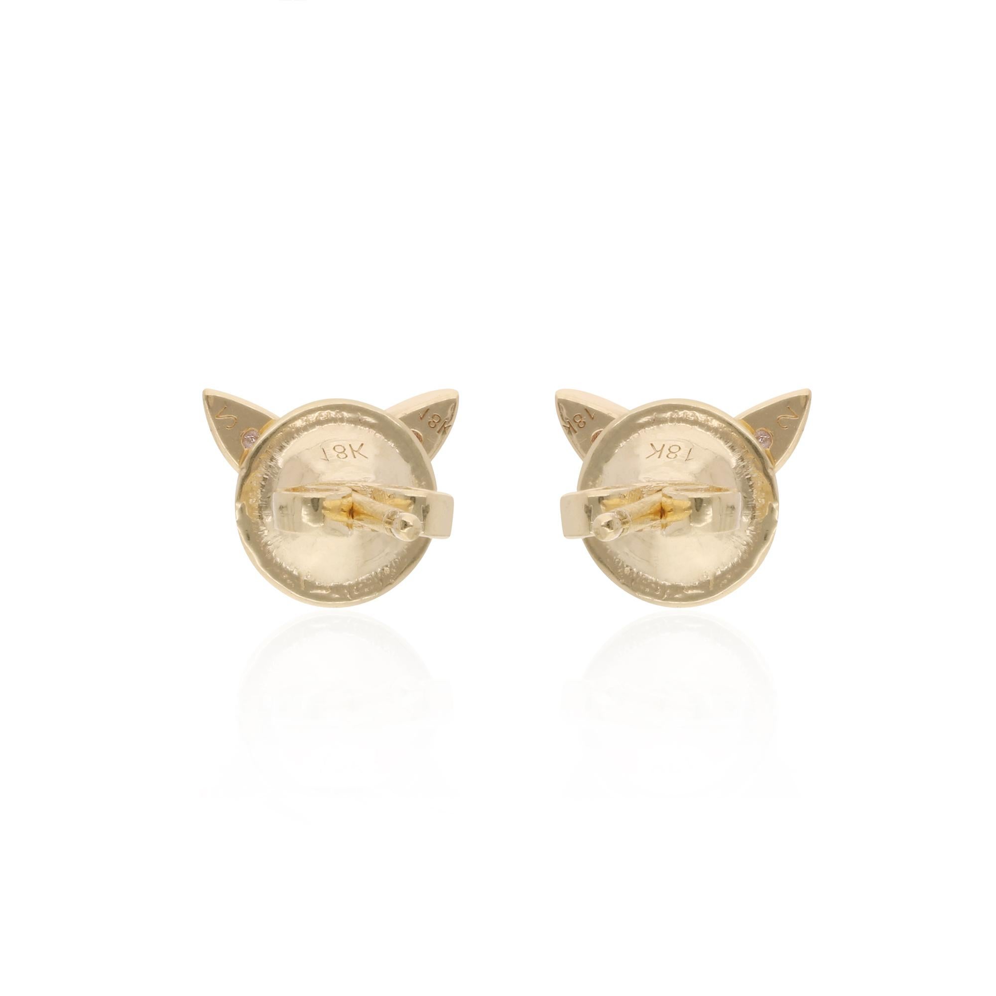 Women's Natural 0.17 Carat Diamond Butterfly Stud Earrings 14 Karat Yellow Gold Jewelry For Sale